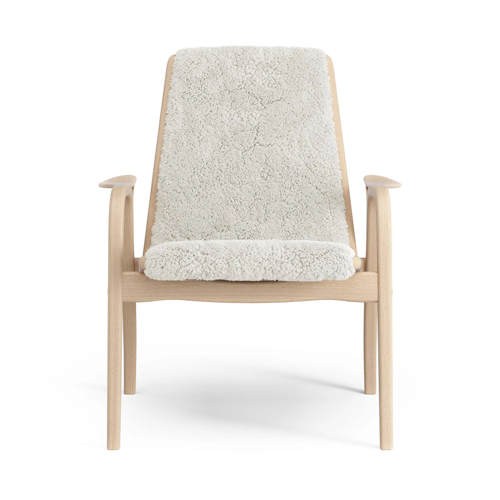 Laminett Fauteuil gelakt Beuken / schapenvacht, Offwhite (wit) Swedese