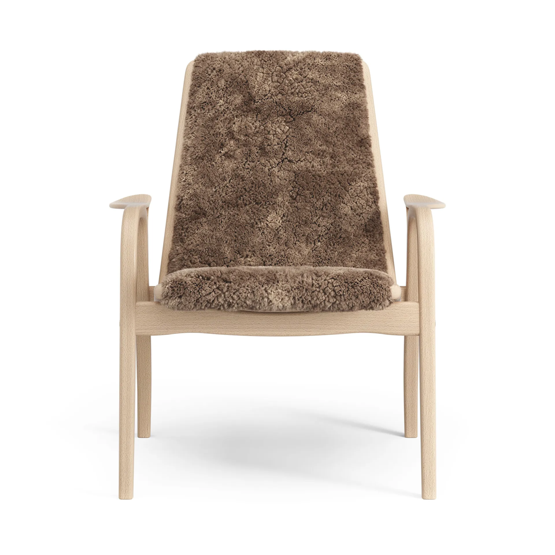 Laminett Fauteuil gelakt Beuken / schapenvacht, Sahara (nougat bruin) Swedese