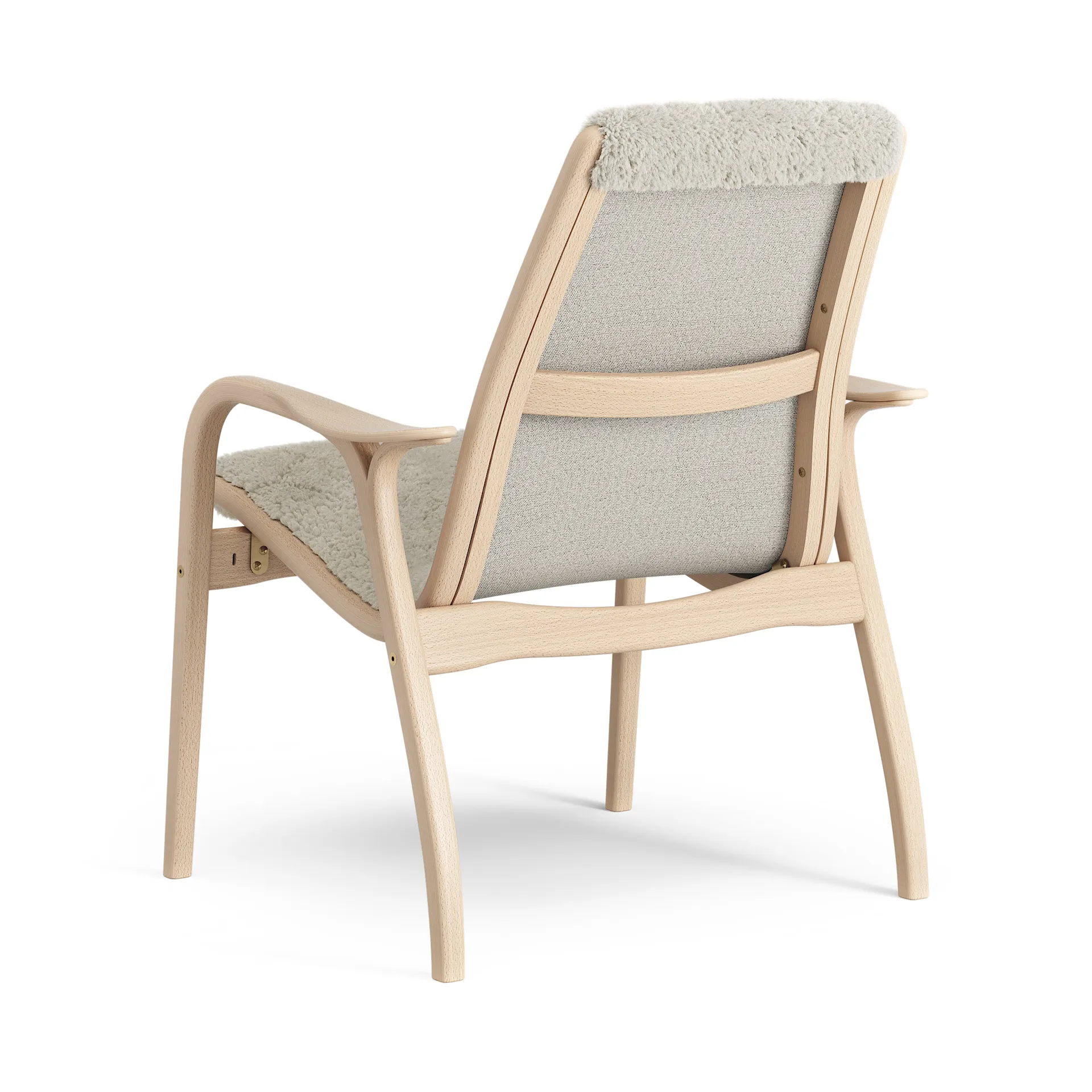 Swedese Laminett fauteuil gelakt beuken/schapenvacht Moonlight (beige)