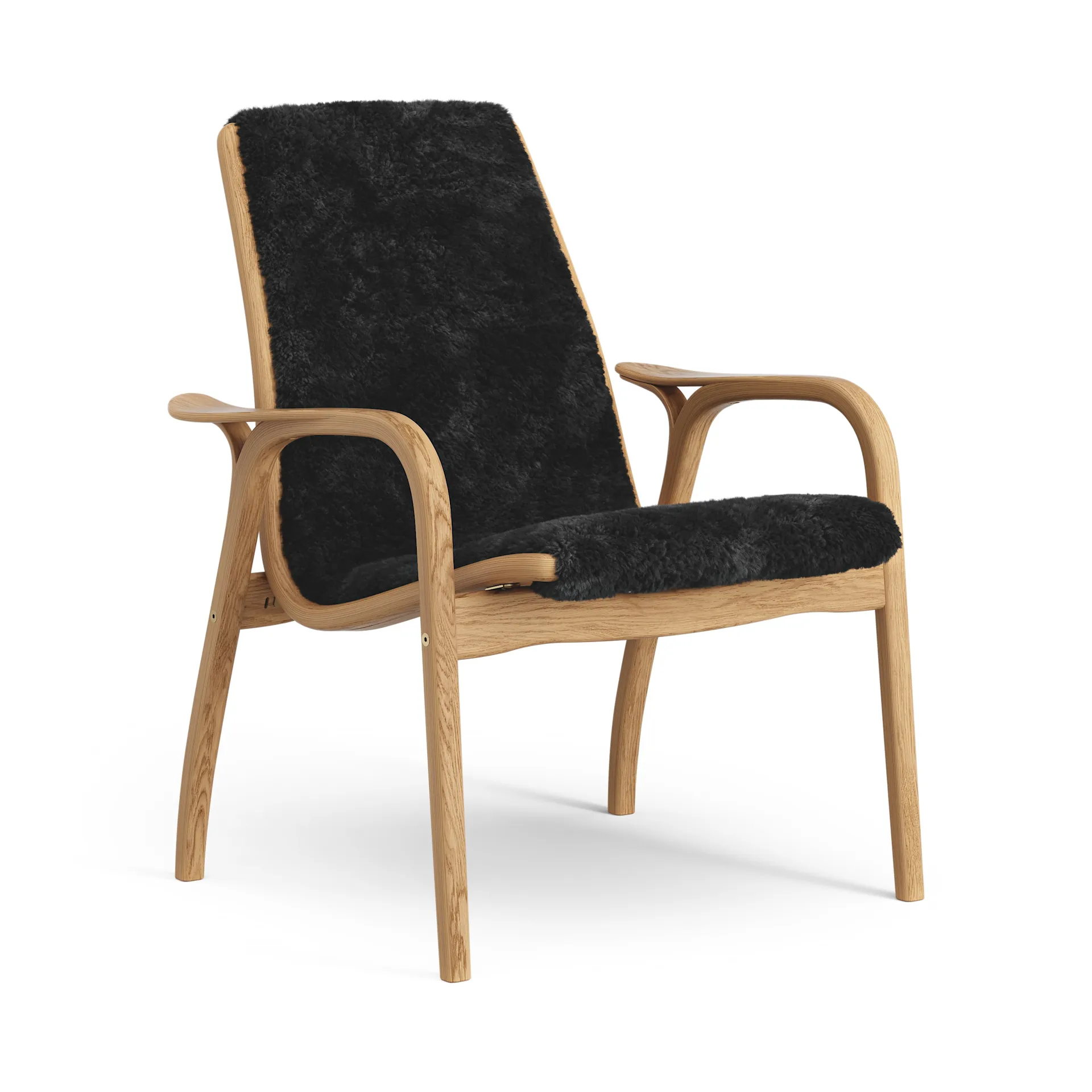 Swedese Laminett fauteuil geolied eiken/schapenvacht Black (zwart)