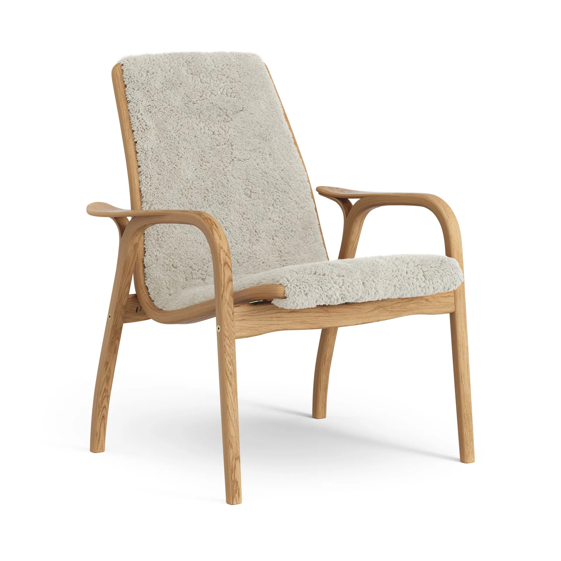 Swedese Laminett fauteuil geolied eiken/schapenvacht Moonlight (beige)