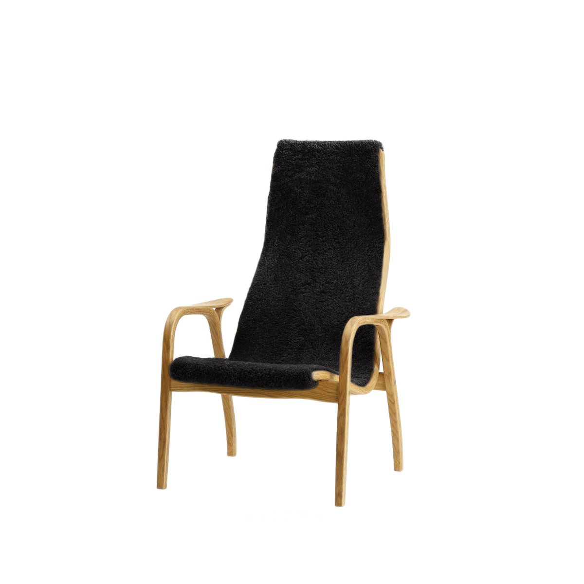 Swedese Lamini fauteuil voor kinderen schapenvacht black, geolied eikenhout