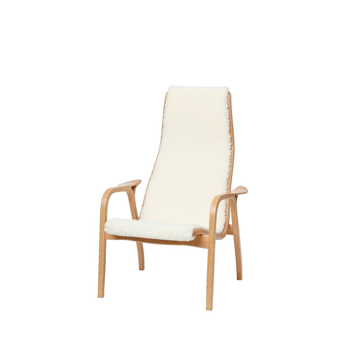 Swedese Lamini fauteuil voor kinderen schapenvacht offwhite, geolied eikenhout