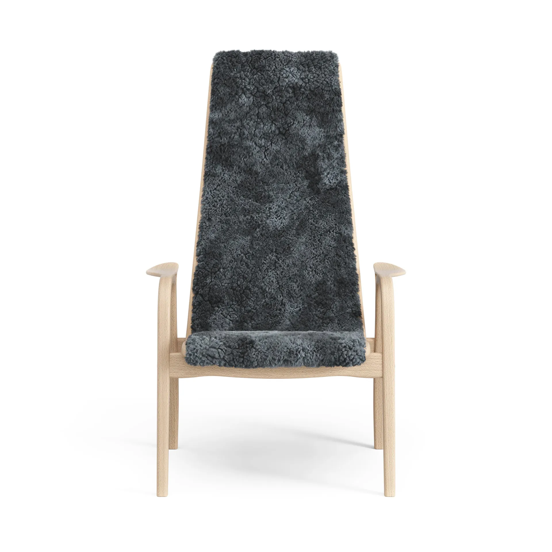 Lamini Kinderfauteuil gelakt Beuk/schapenvacht, Charcoal (donkergrijs) Swedese