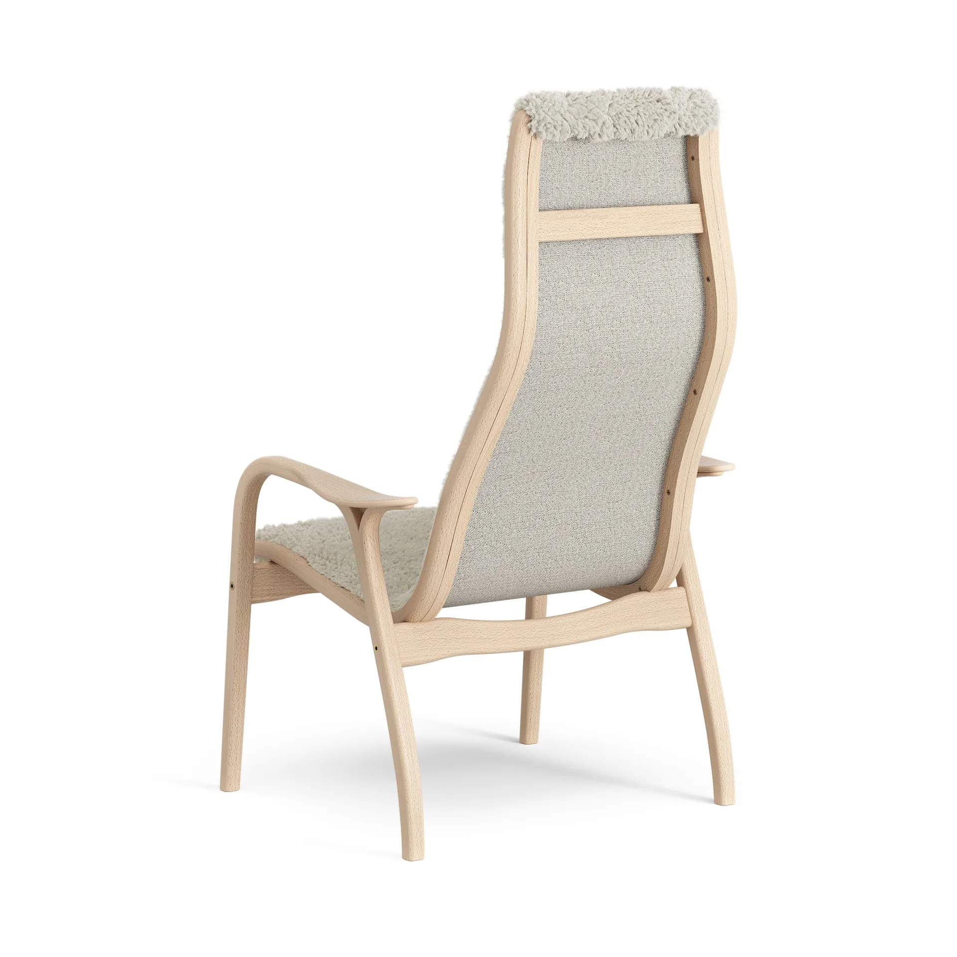 Lamini Kinderfauteuil gelakt Beuk/schapenvacht, Moonlight (beige) Swedese