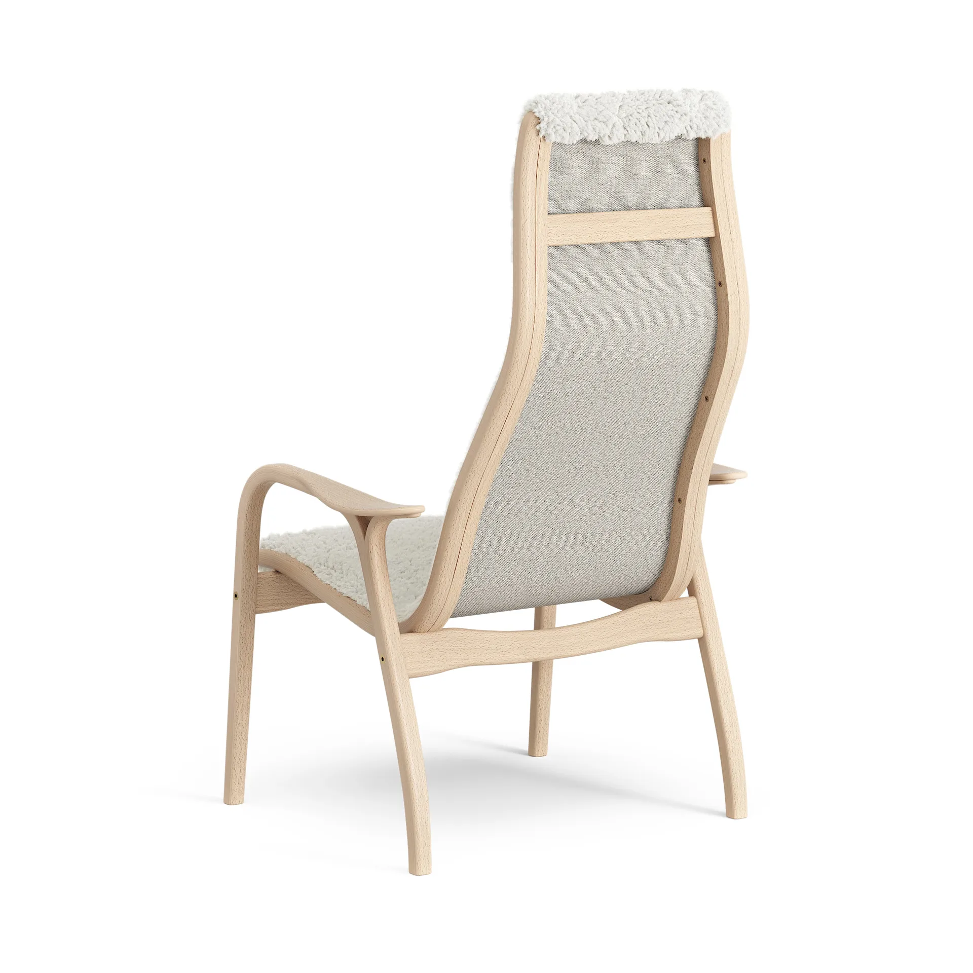 Lamini Kinderfauteuil gelakt Beuk/schapenvacht, Offwhite (wit) Swedese