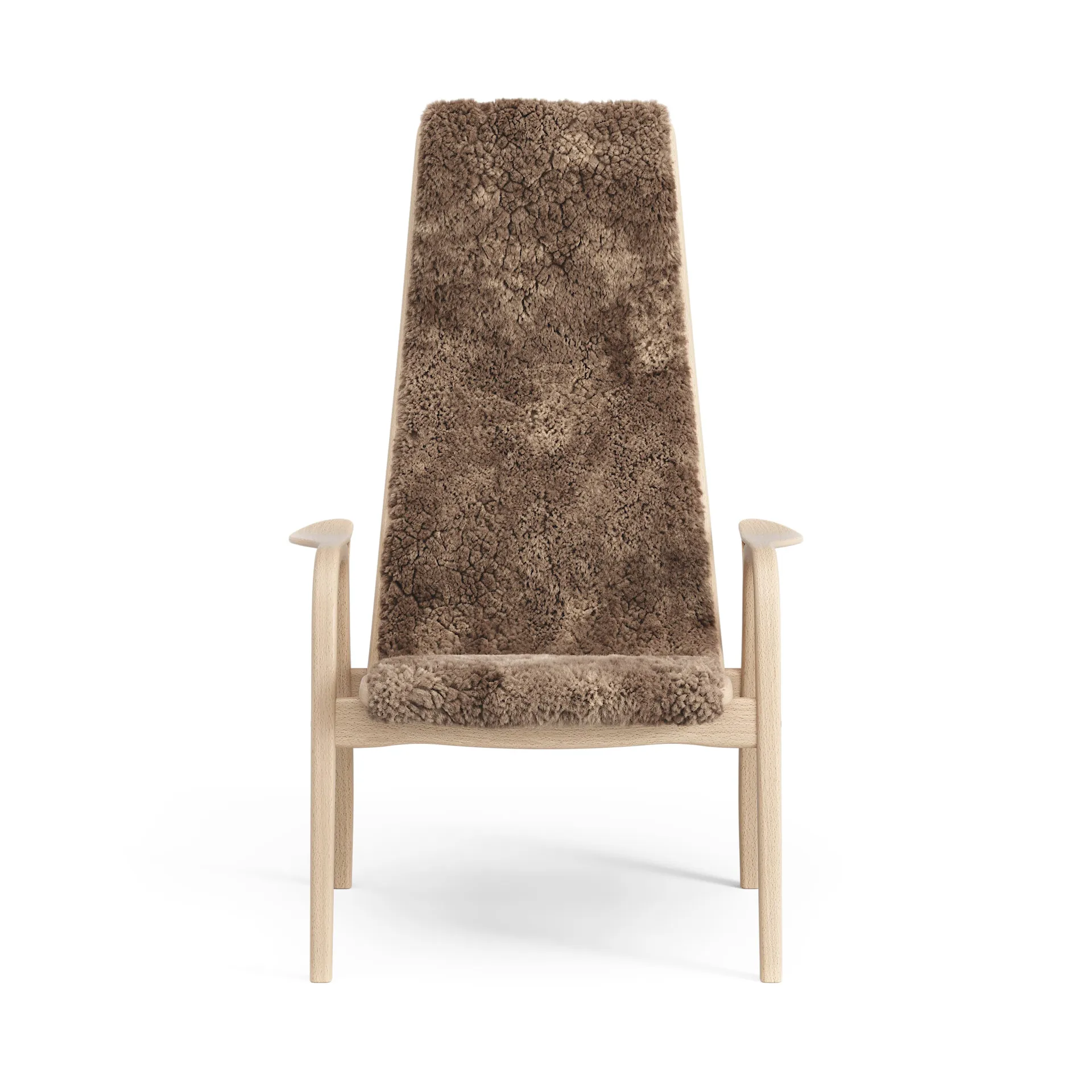 Lamini Kinderfauteuil gelakt Beuk/schapenvacht, Sahara (nougat bruin) Swedese