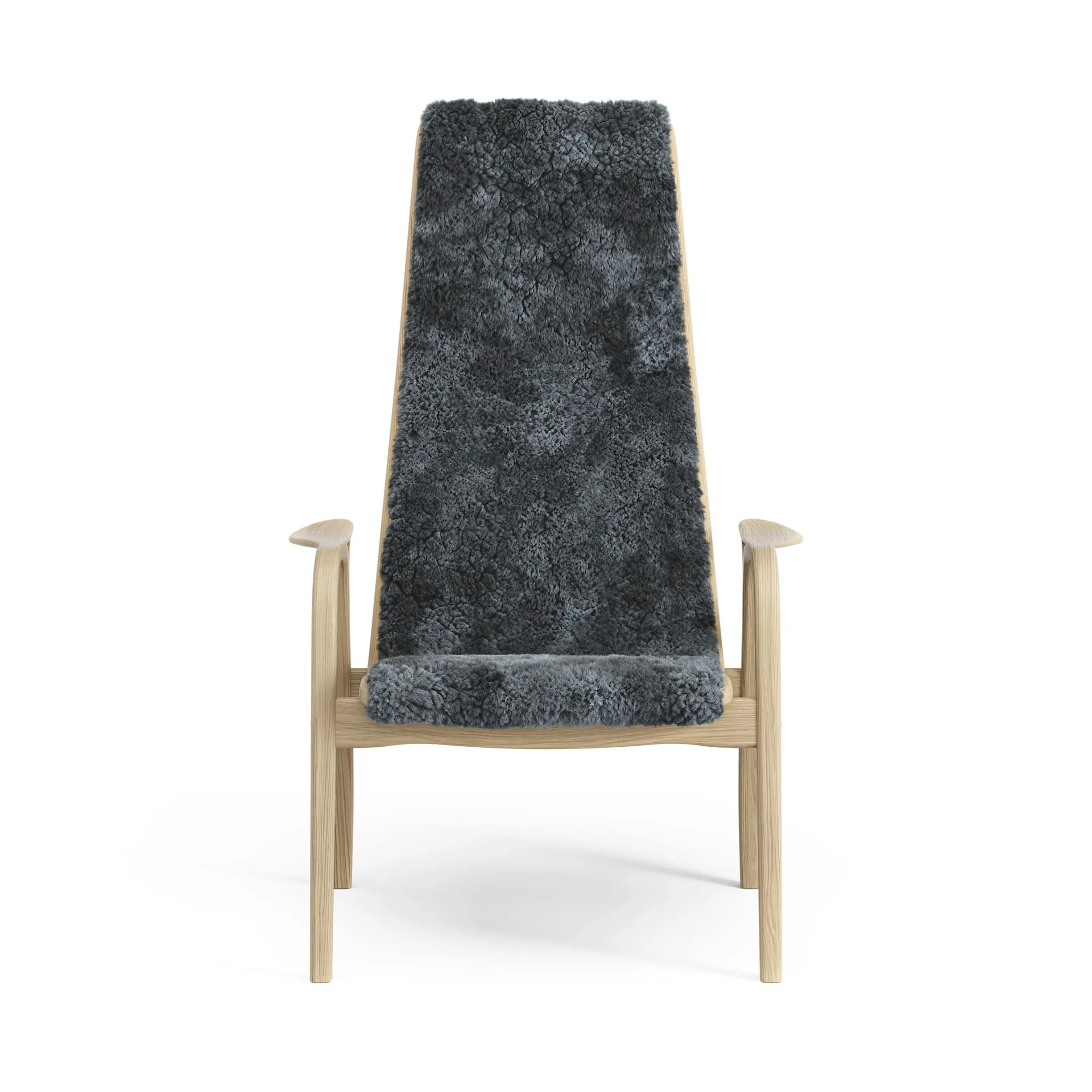 Lamini Kinderfauteuil gelakt Eik/schapenvacht, Charcoal (donkergrijs) Swedese