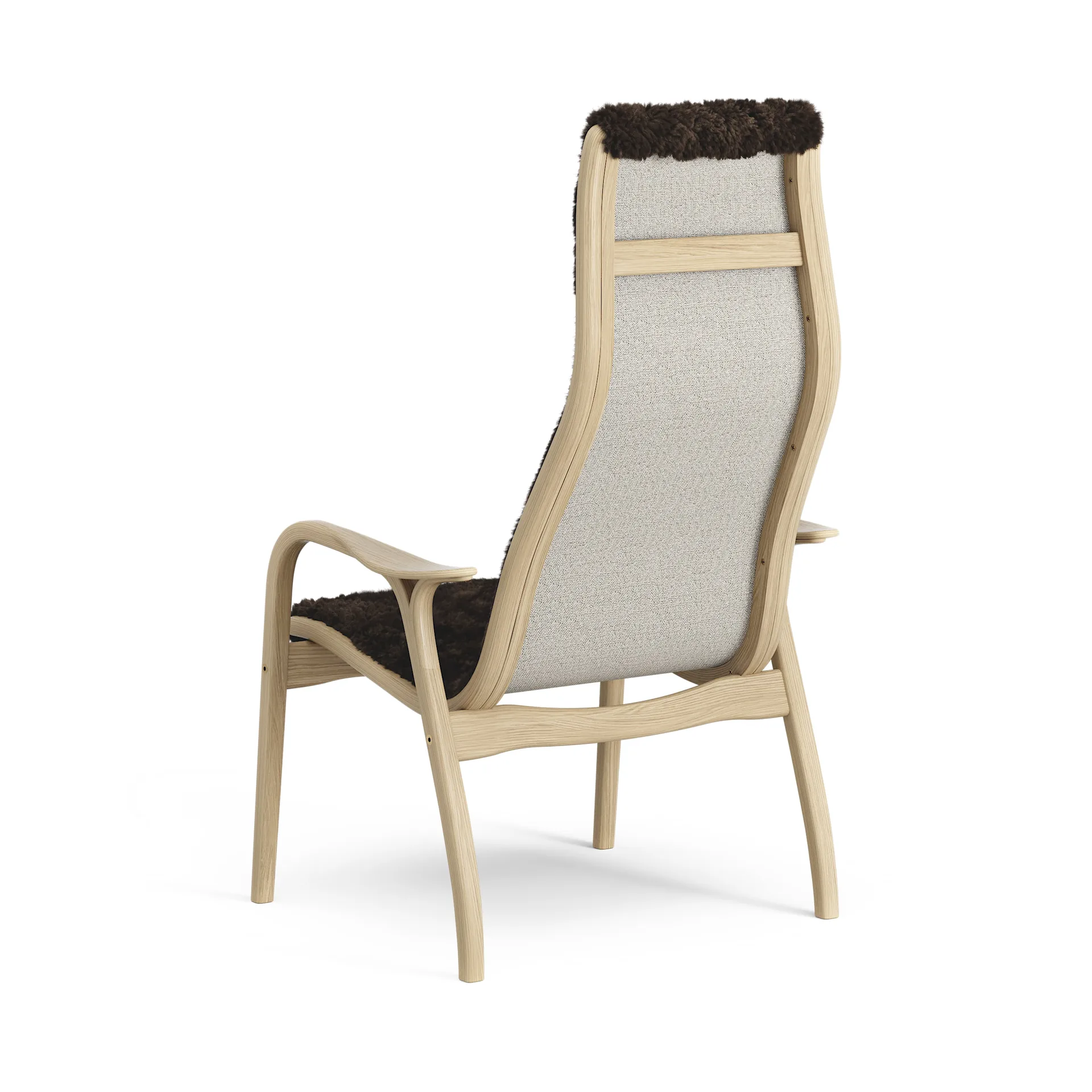 Lamini Kinderfauteuil gelakt Eik/schapenvacht, Espresso (bruin) Swedese
