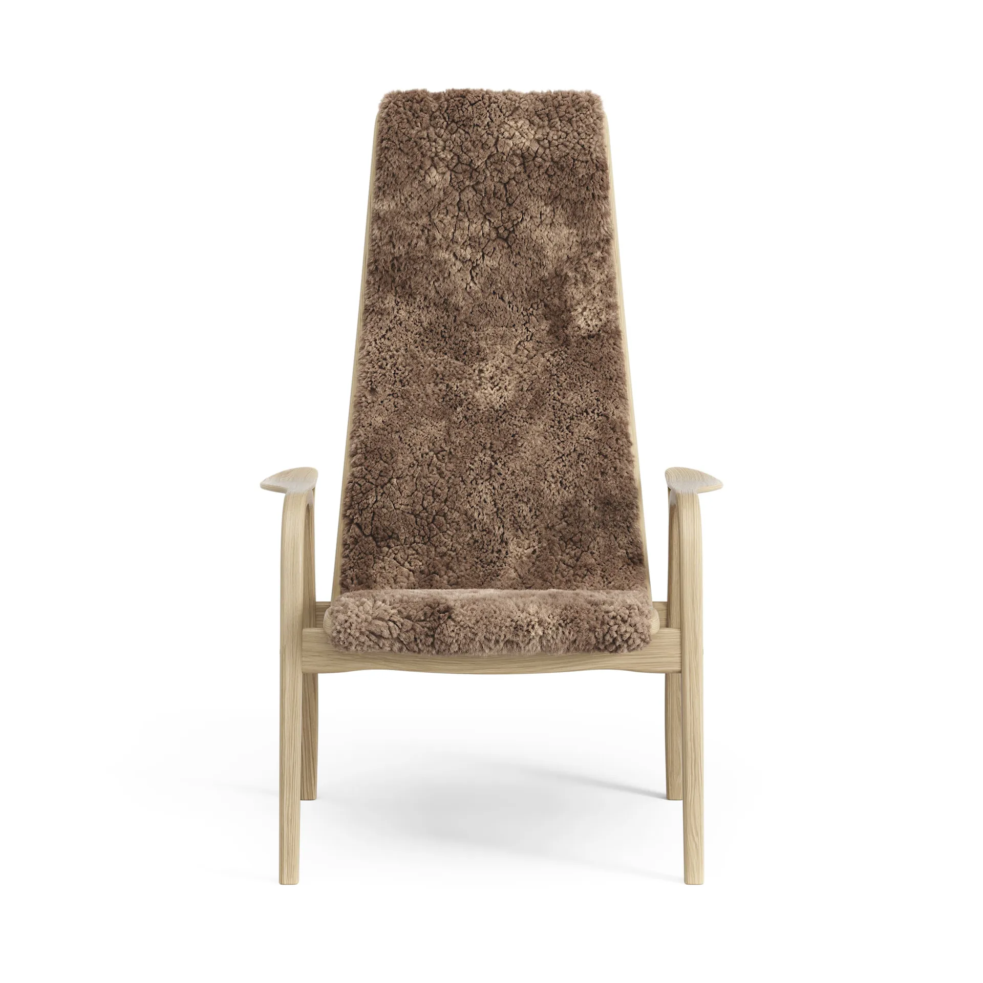 Lamini Kinderfauteuil gelakt Eik/schapenvacht, Sahara (nougat bruin) Swedese
