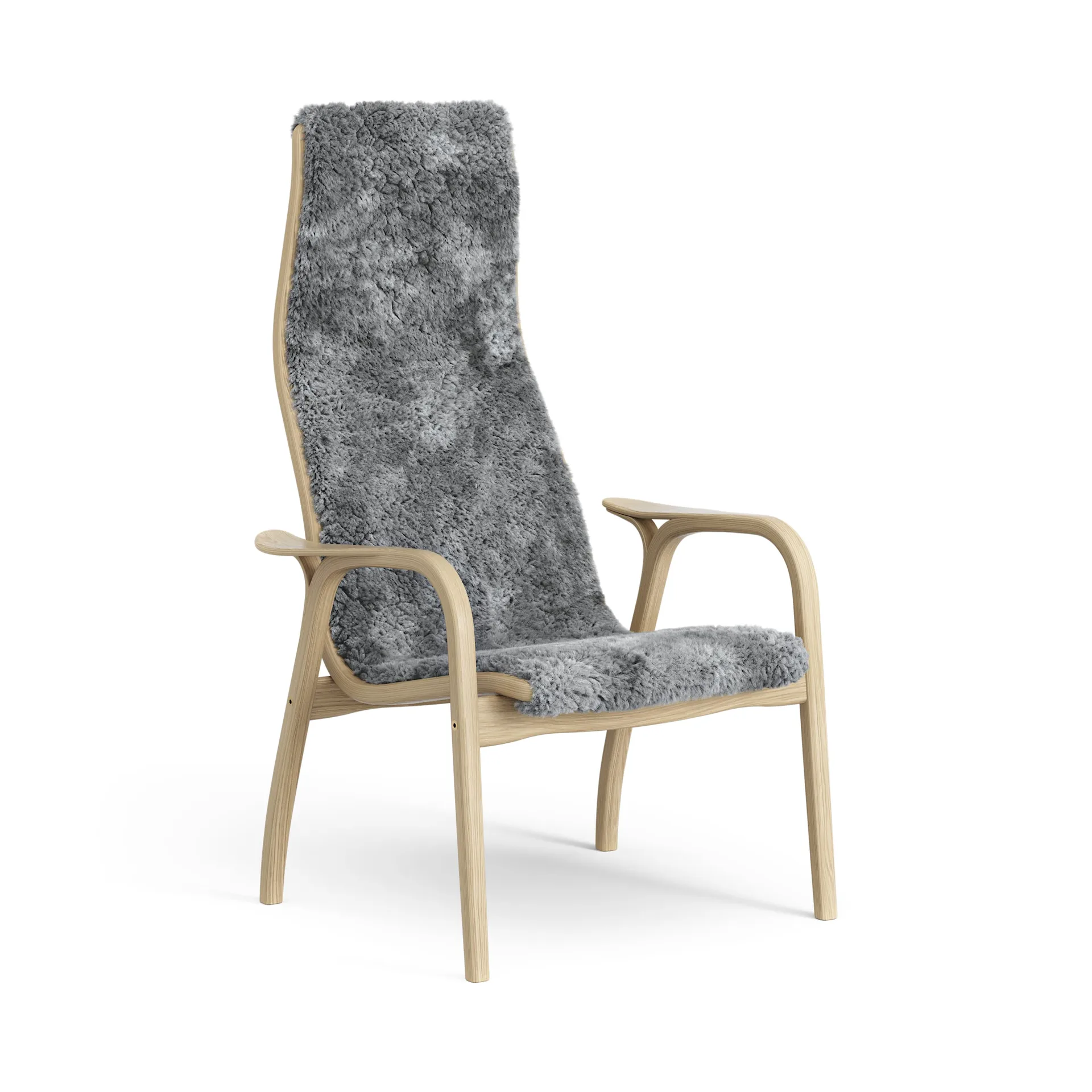 Lamini Kinderfauteuil gelakt Eik/schapenvacht, Scandinavian Grey (grijs) Swedese