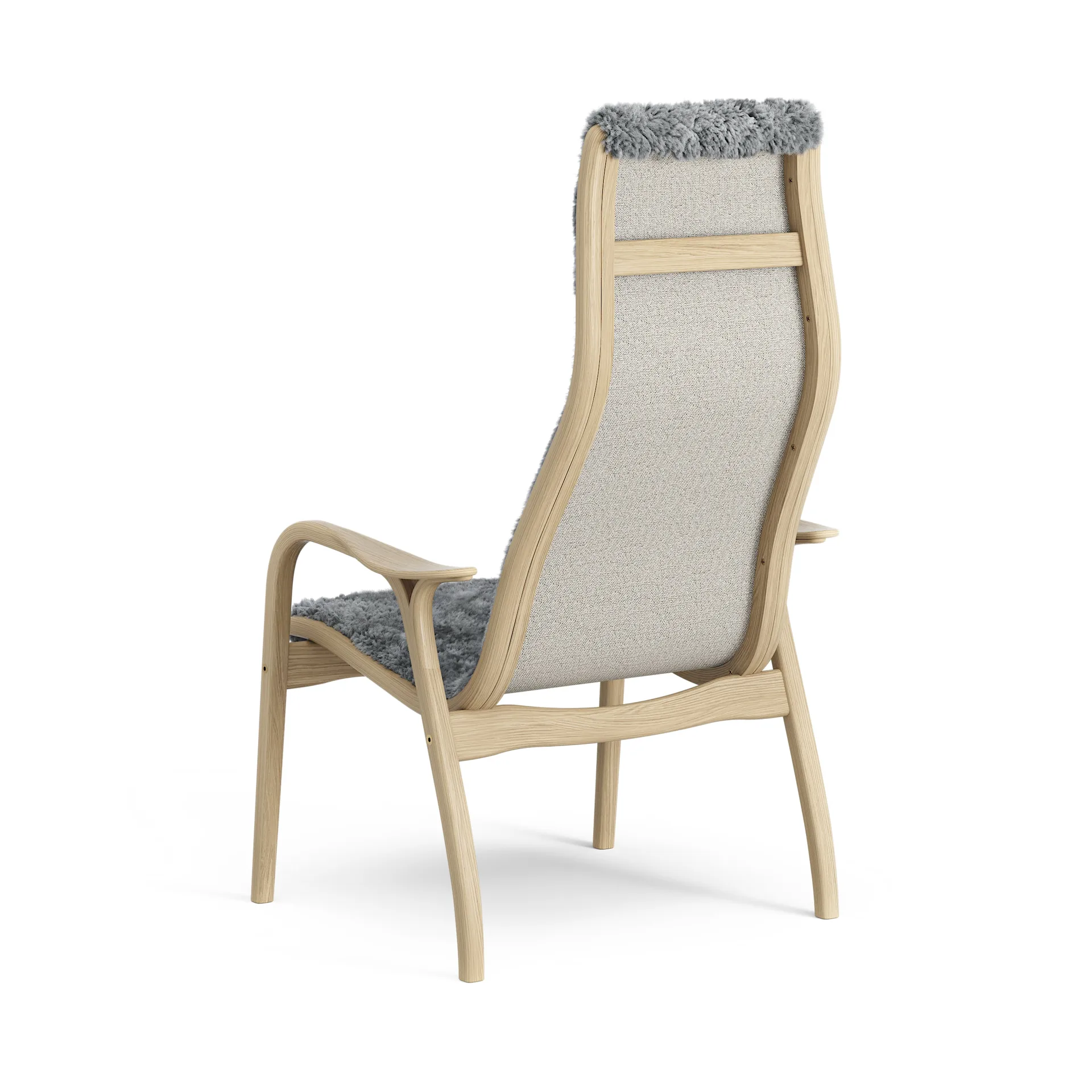 Lamini Kinderfauteuil gelakt Eik/schapenvacht, Scandinavian Grey (grijs) Swedese