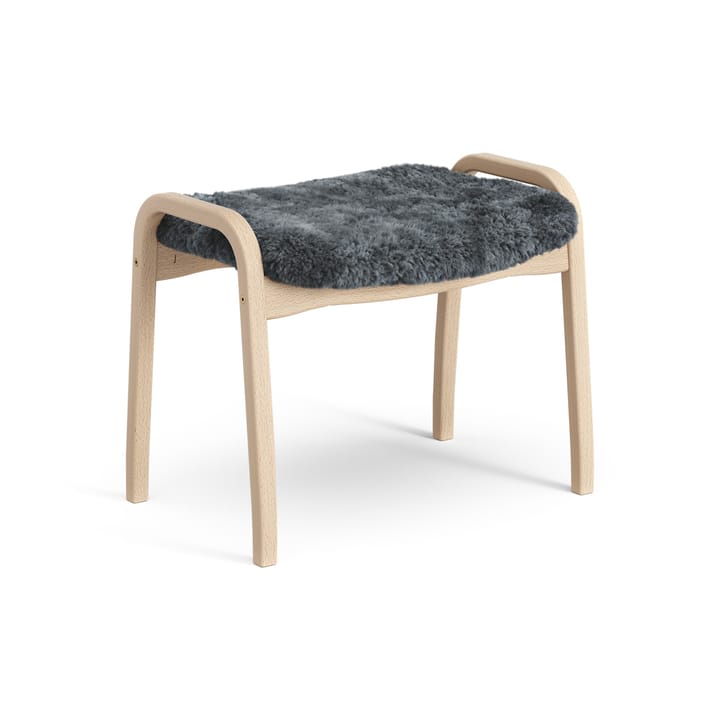 Lamini voetenbankje voor kinderen gelakt Beuk/schapenvacht, Charcoal (donkergrijs) Swedese