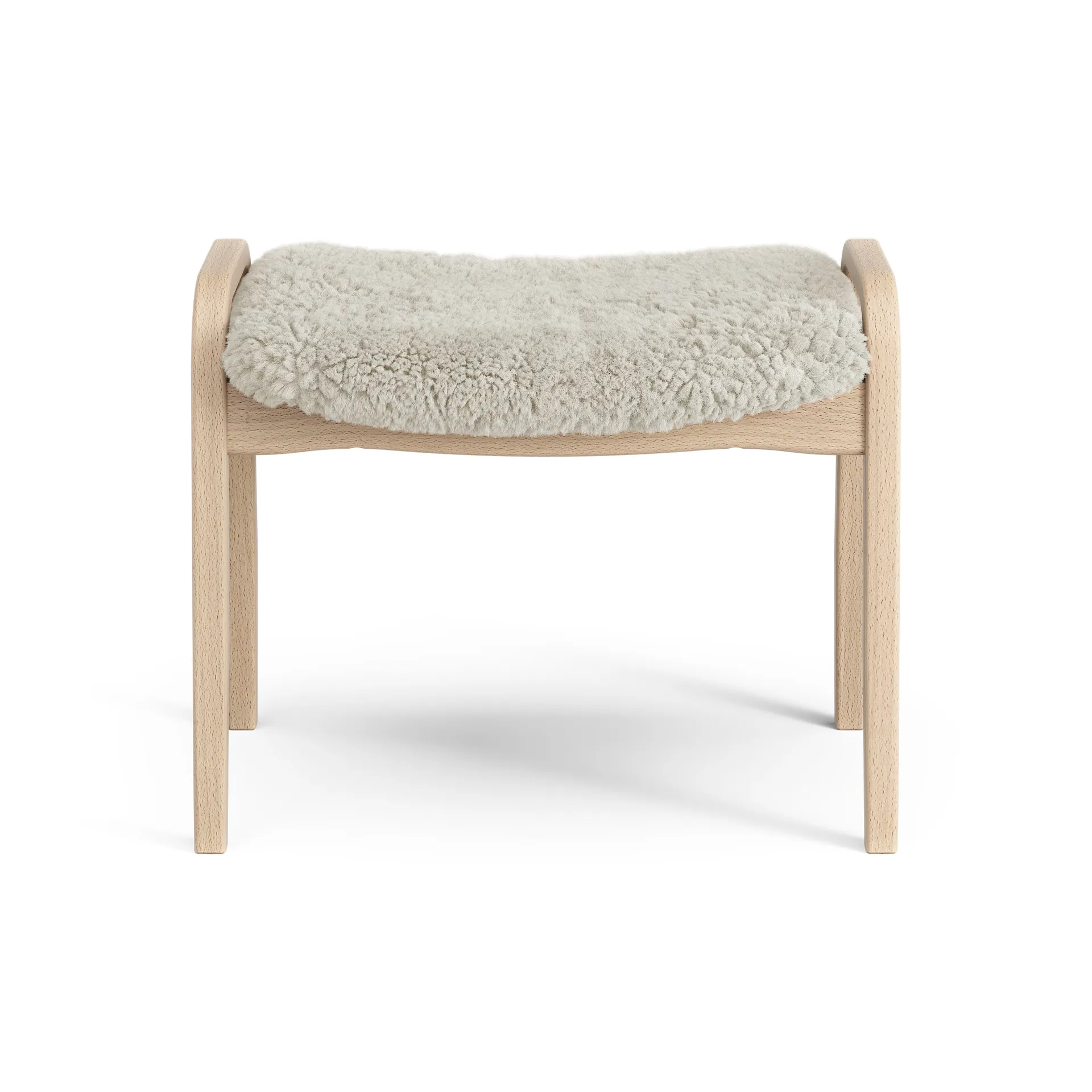 Lamini voetenbankje voor kinderen gelakt Beuk/schapenvacht, Moonlight (beige) Swedese