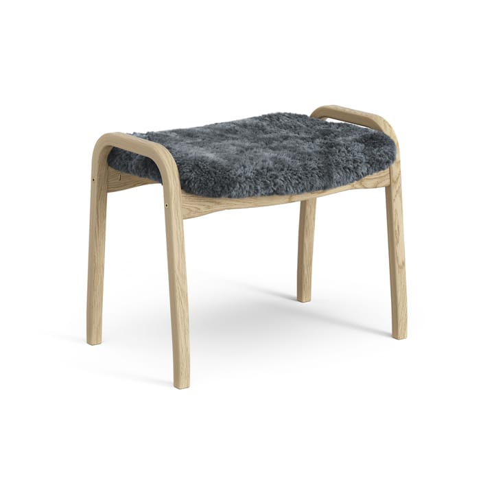 Lamini voetenbankje voor kinderen gelakt Eik/schapenvacht, Charcoal (donkergrijs) Swedese