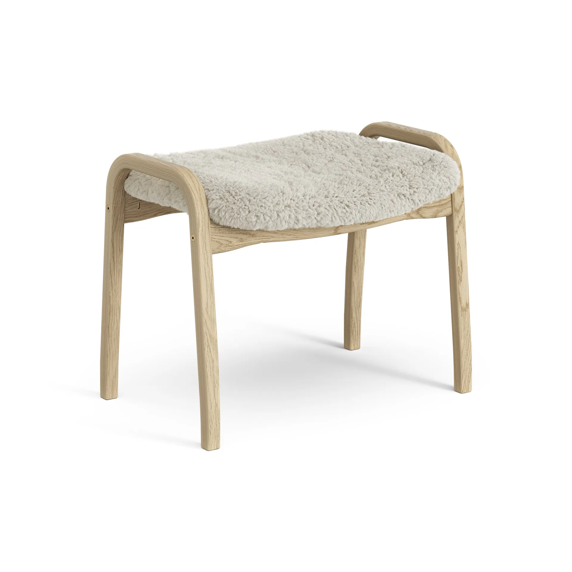 Lamini voetenbankje voor kinderen gelakt Eik/schapenvacht, Moonlight (beige) Swedese