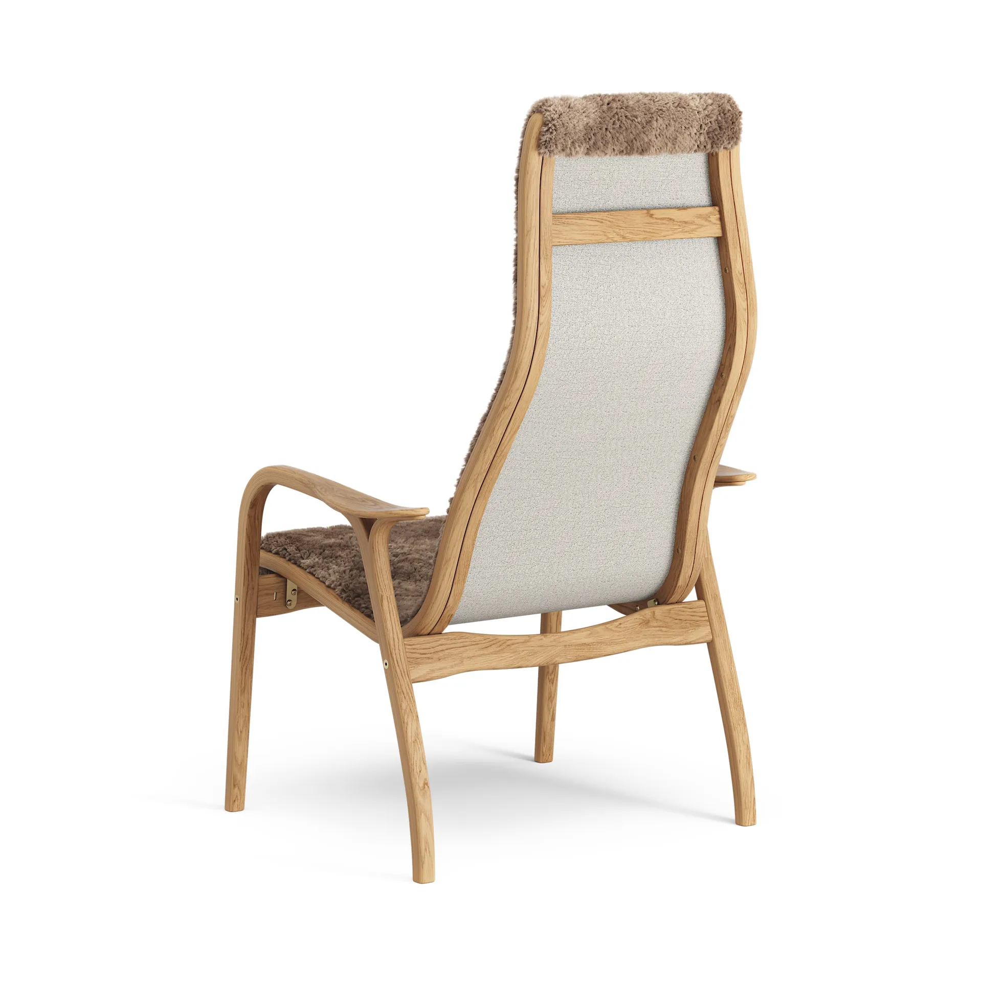 Lamino Fauteuil Eik geolied/schapenvacht, Sahara (nougat bruin) Swedese