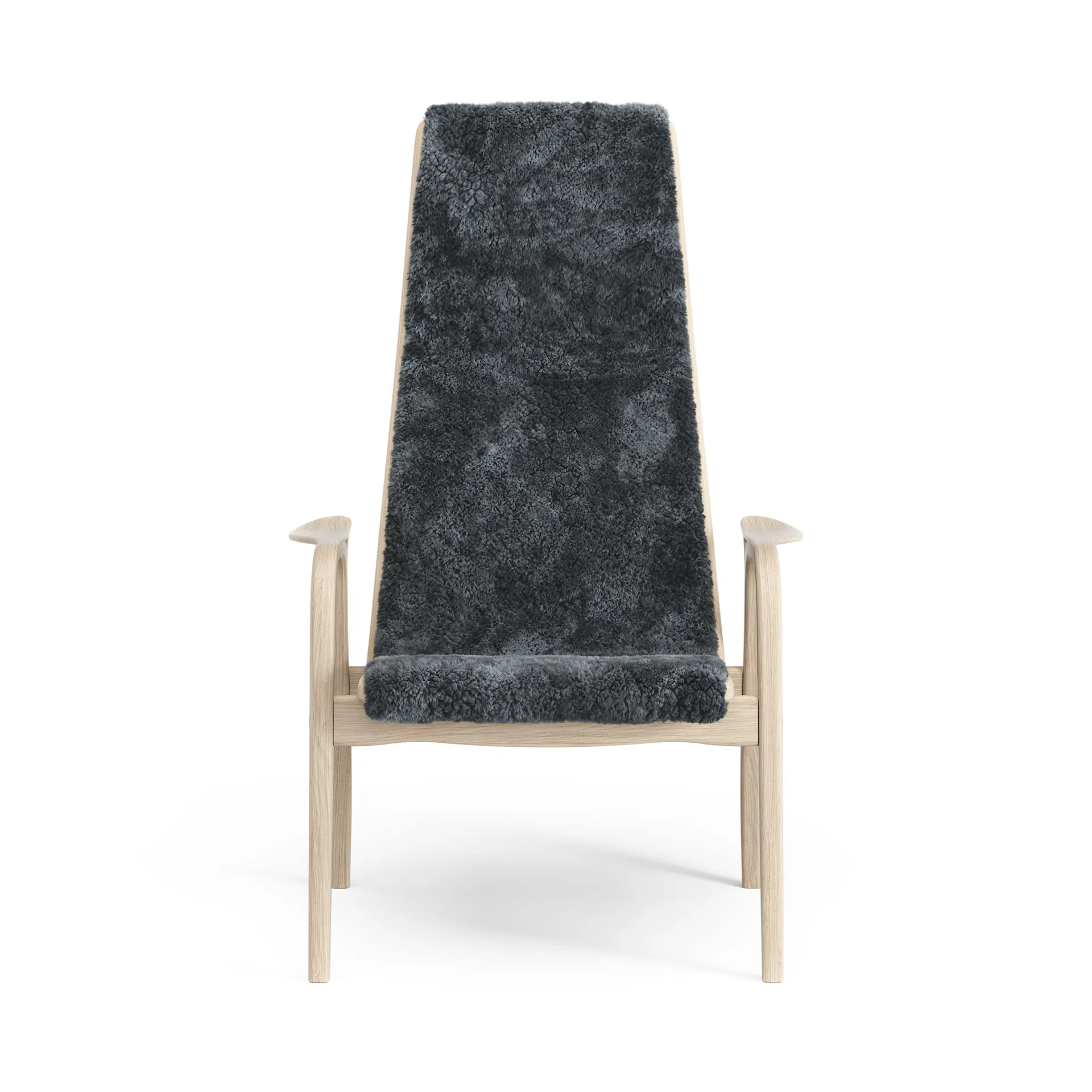 Lamino Fauteuil Eik wit gepigmenteerd / schapenvacht, Charcoal (donkergrijs) Swedese