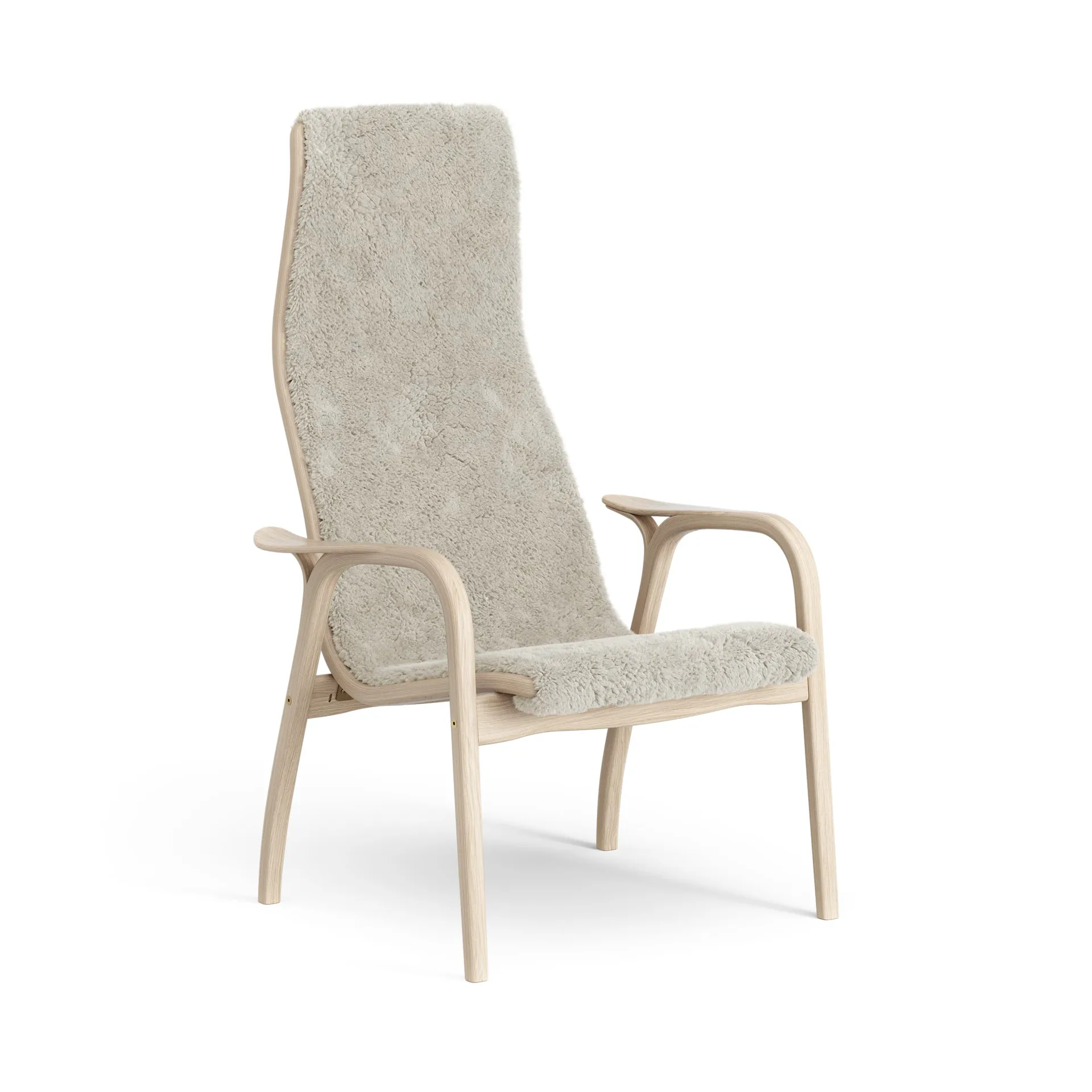 Lamino Fauteuil Eik wit gepigmenteerd / schapenvacht, Moonlight (beige) Swedese