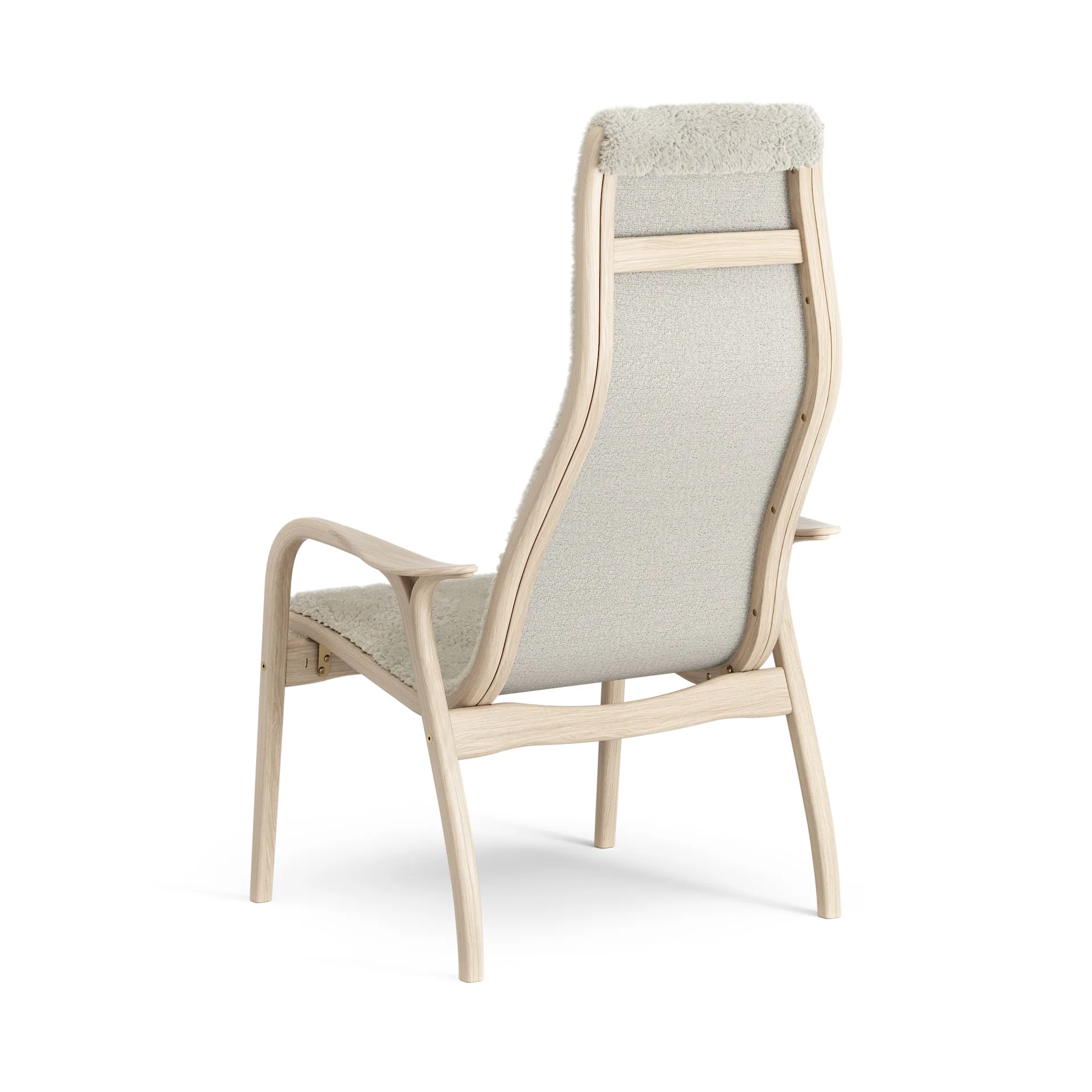 Lamino Fauteuil Eik wit gepigmenteerd / schapenvacht, Moonlight (beige) Swedese