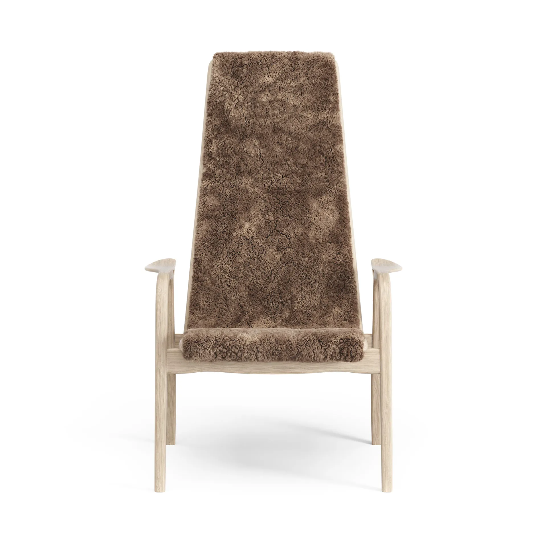 Lamino Fauteuil Eik wit gepigmenteerd / schapenvacht, Sahara (nougat bruin) Swedese