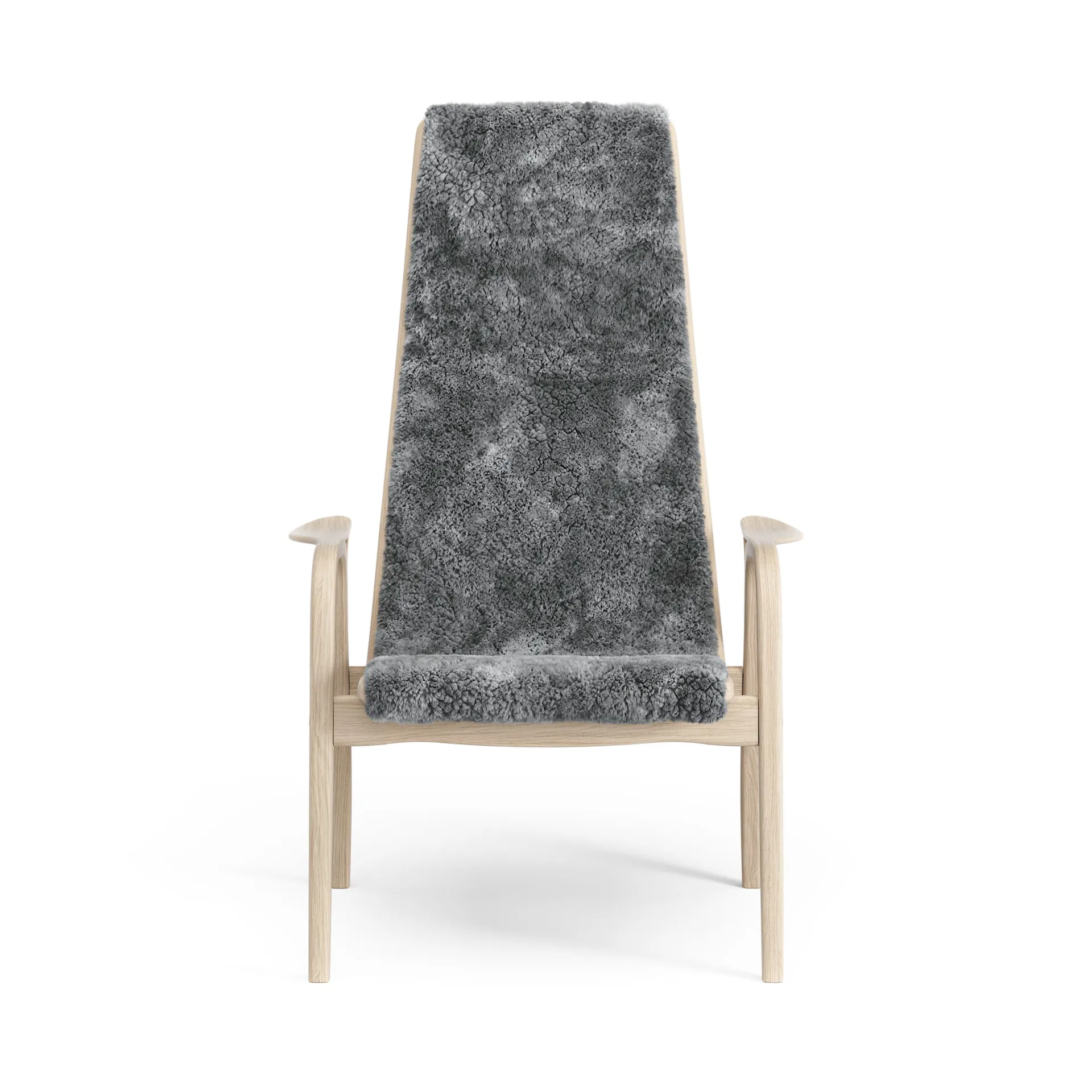 Lamino Fauteuil Eik wit gepigmenteerd / schapenvacht, Scandinavian Grey (grijs) Swedese