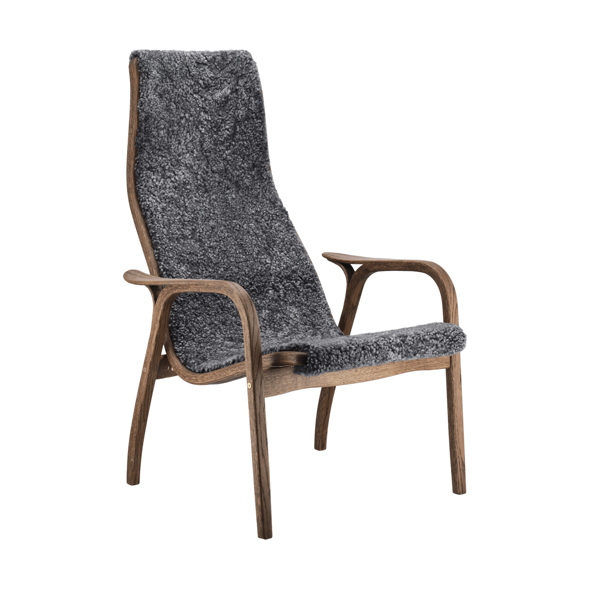 Swedese Lamino fauteuil eiken/schapenvacht Special Edition Rubio Monocoat Chocolate-Charcoal