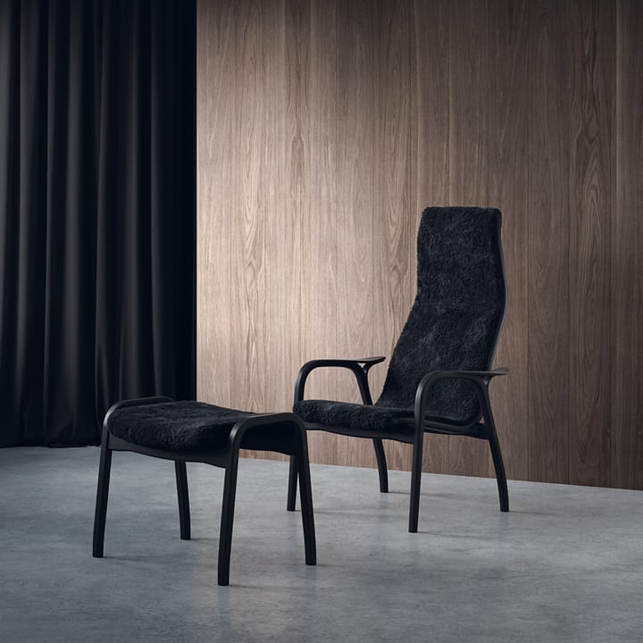 Lamino fauteuil en voetenbankje Black Edition, Zwart Swedese
