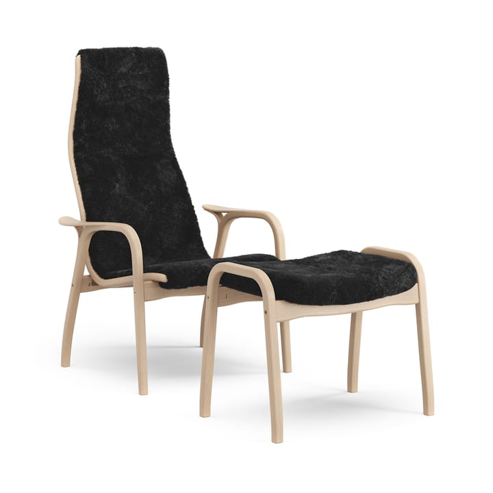 Lamino fauteuil en voetenbankje gelakt beuken/schapenvacht - Black (zwart) - Swedese
