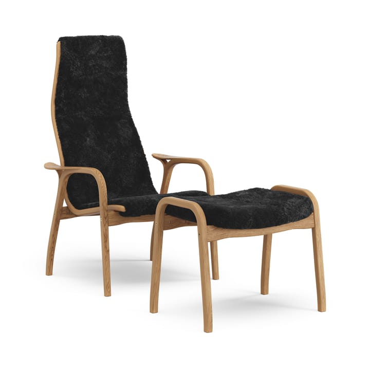 Lamino fauteuil en voetenbankje geolied eiken/schapenvacht - Black (zwart) - Swedese