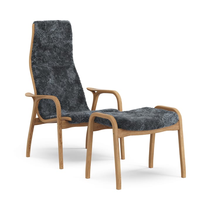 Lamino fauteuil en voetenbankje geolied eiken/schapenvacht - Charcoal (donkergrijs) - Swedese