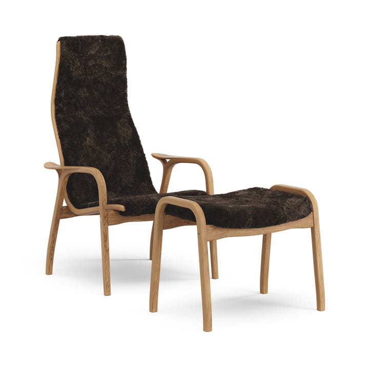 Lamino fauteuil en voetenbankje geolied eiken/schapenvacht - Espresso (bruin) - Swedese
