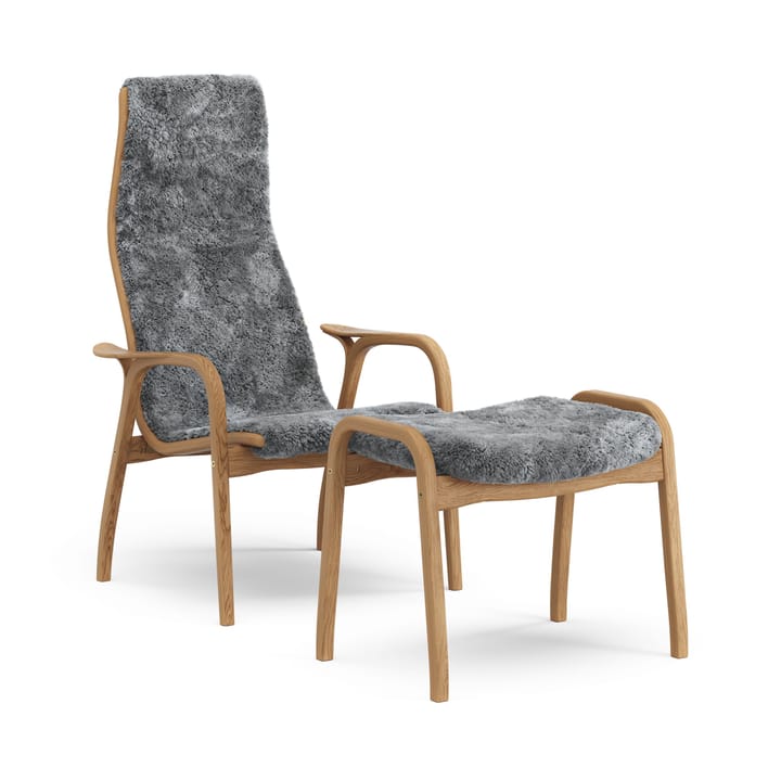 Lamino fauteuil en voetenbankje geolied eiken/schapenvacht - Scandinavian Grey (grijs) - Swedese