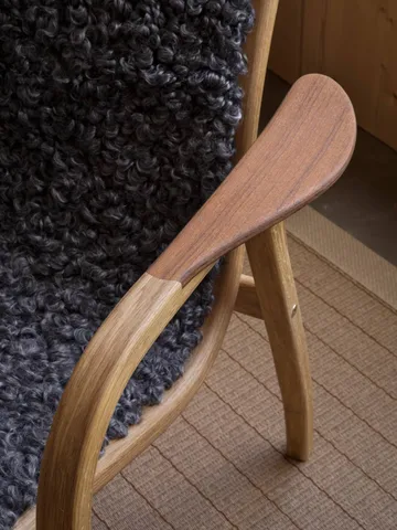 Lamino fauteuil en voetenbankje geolied eiken/schapenvacht - Scandinavian Grey (grijs) - Swedese