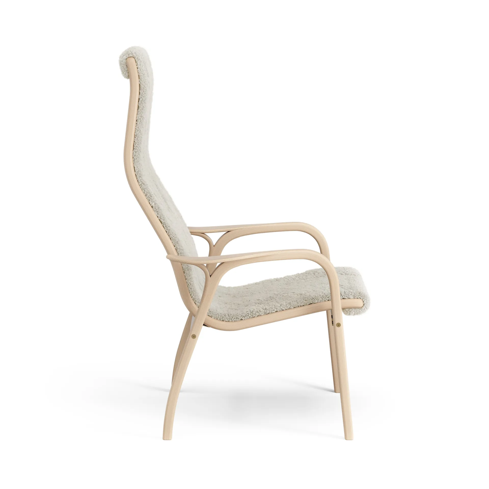 Swedese Lamino fauteuil gelakt beuken/schapenvacht Moonlight (beige)