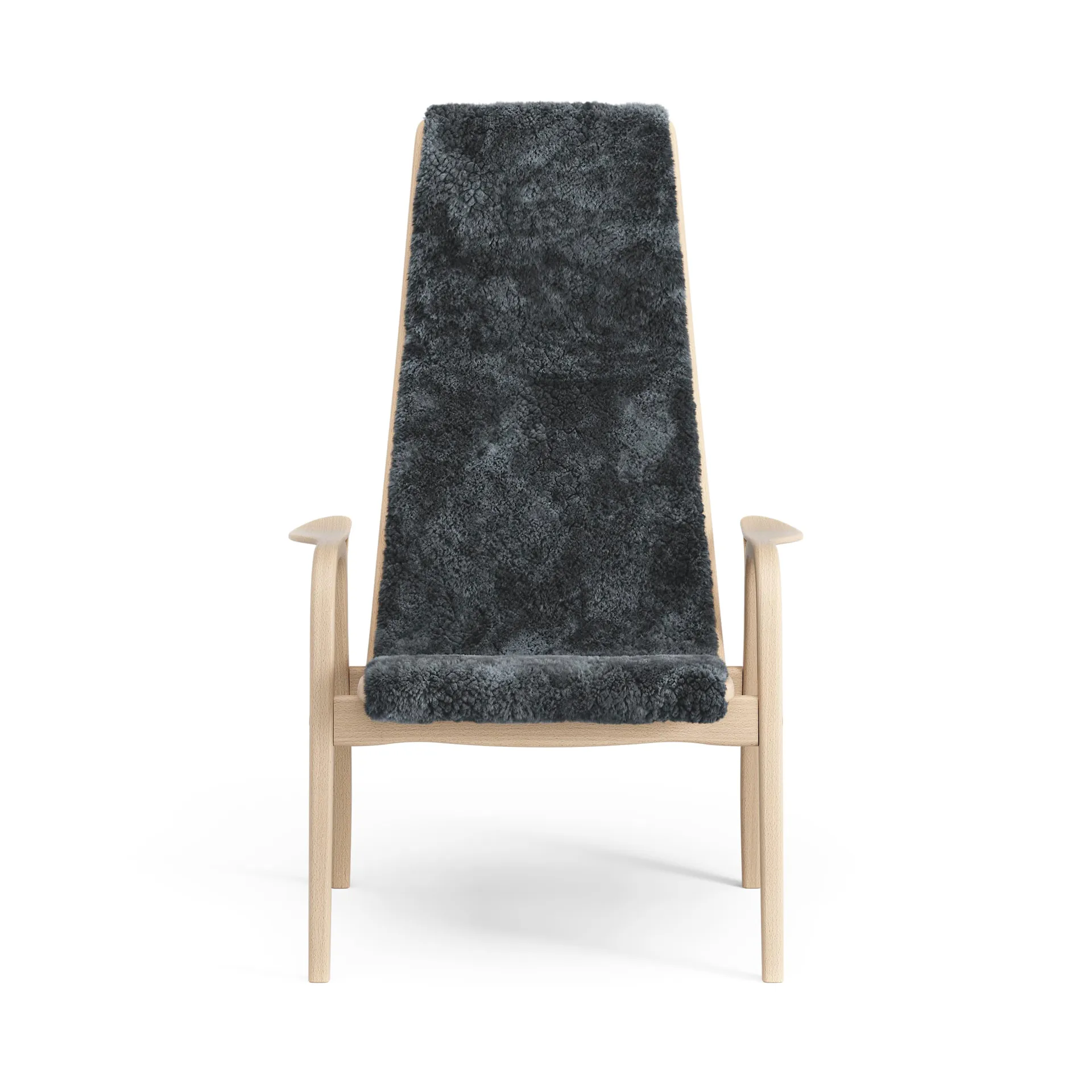 Lamino Fauteuil gelakt Beuk/schapenvacht, Charcoal (donkergrijs) Swedese