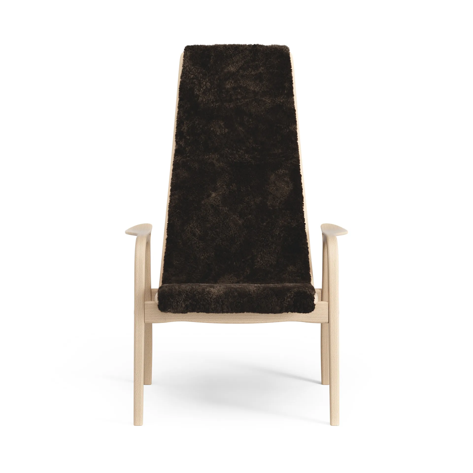 Lamino Fauteuil gelakt Beuk/schapenvacht, Espresso (bruin) Swedese
