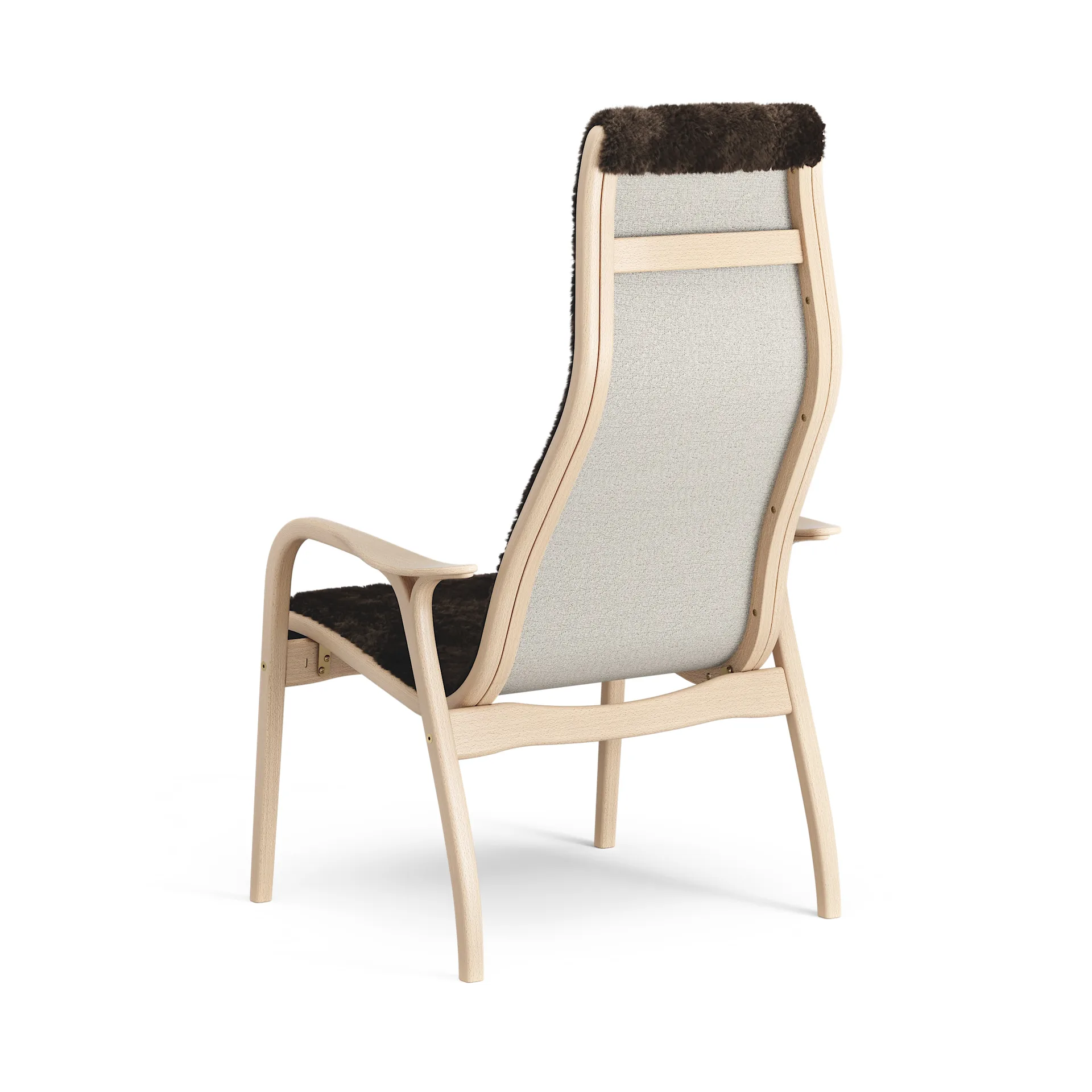 Lamino Fauteuil gelakt Beuk/schapenvacht, Espresso (bruin) Swedese