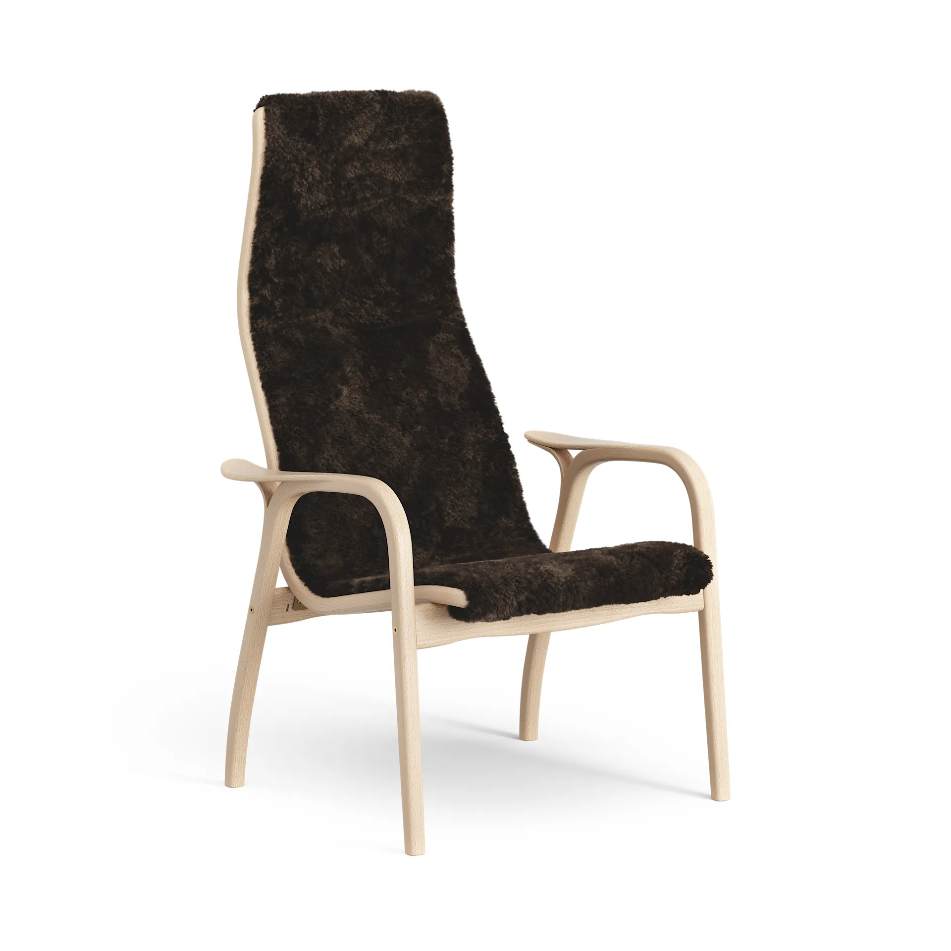 Lamino Fauteuil gelakt Beuk/schapenvacht, Espresso (bruin) Swedese