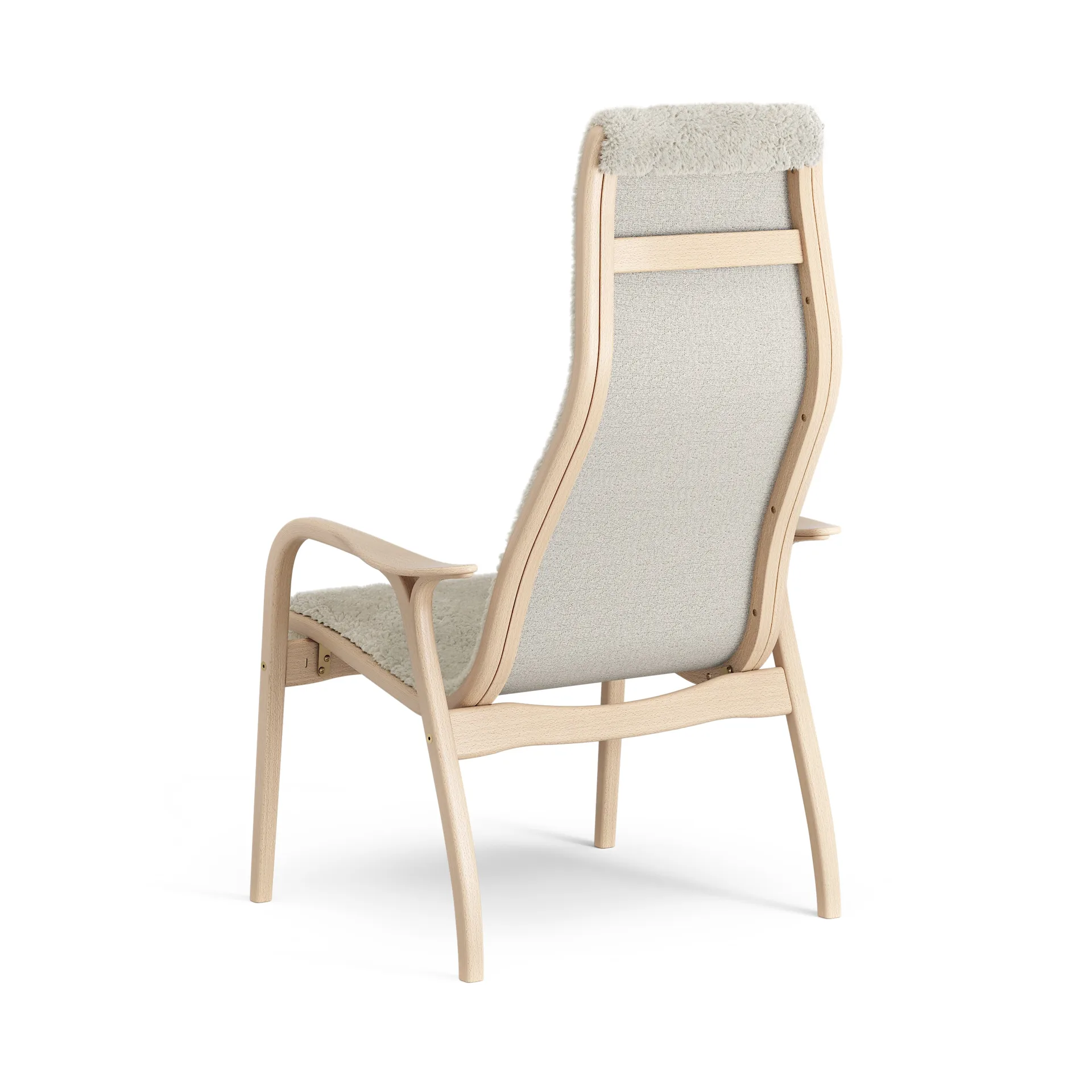 Lamino Fauteuil gelakt Beuk/schapenvacht, Moonlight (beige) Swedese