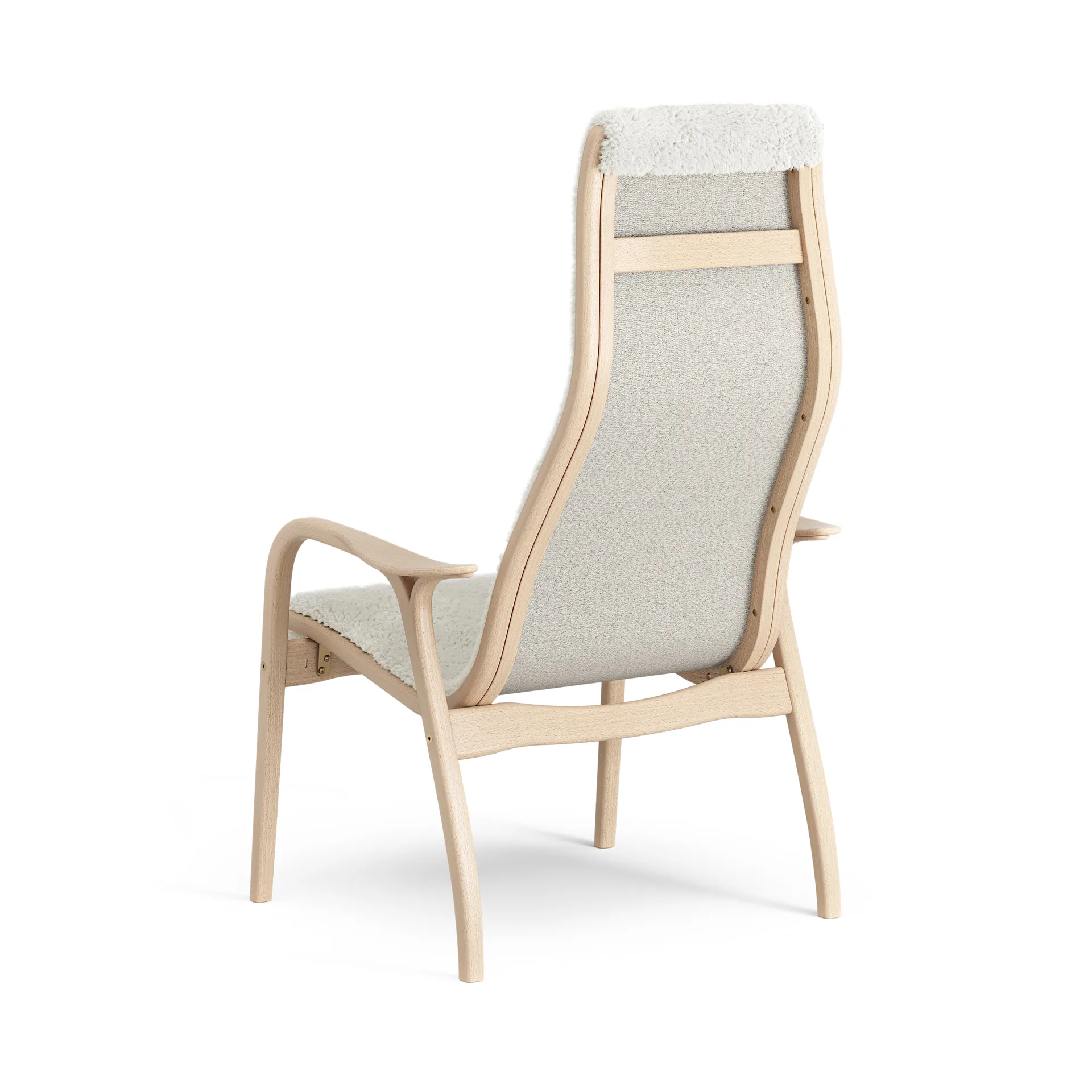 Lamino Fauteuil gelakt Beuk/schapenvacht, Offwhite (wit) Swedese