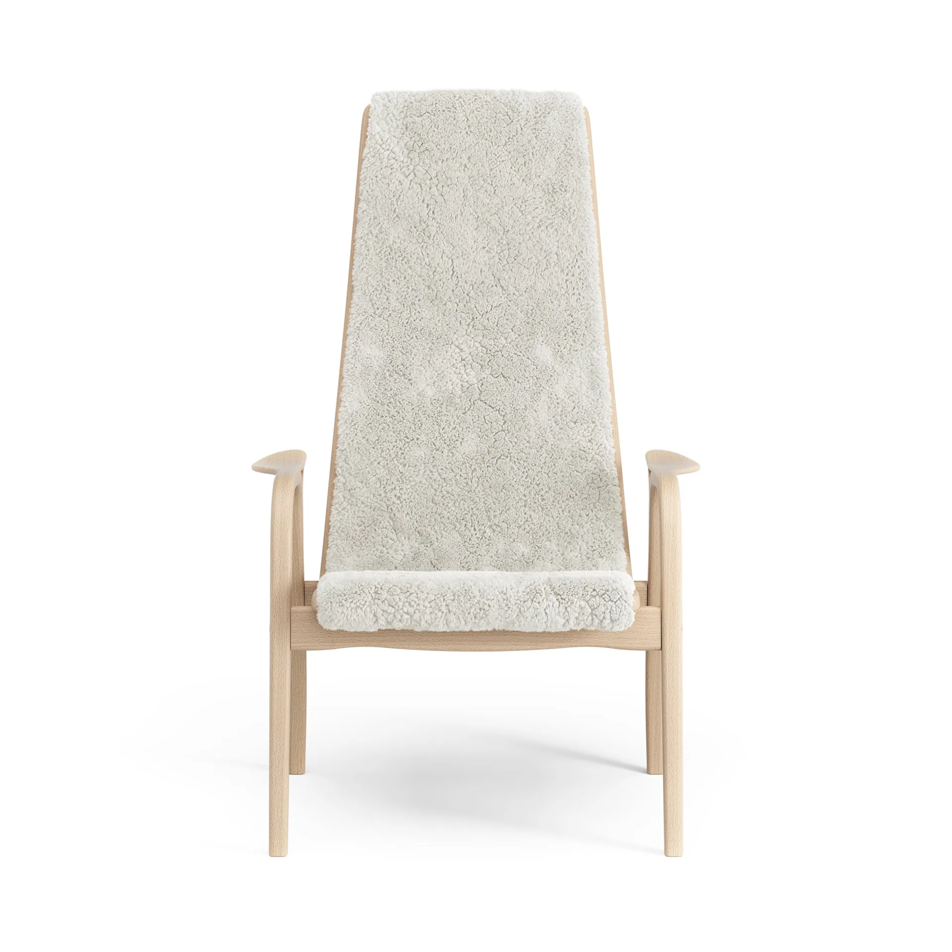 Lamino Fauteuil gelakt Beuk/schapenvacht, Offwhite (wit) Swedese