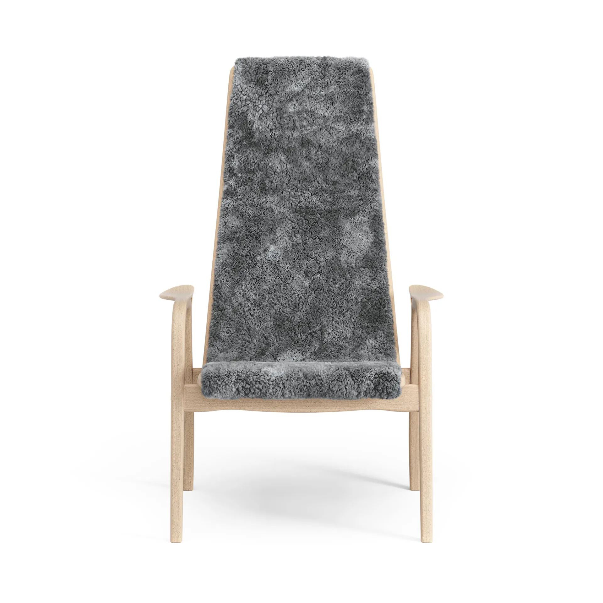 Lamino Fauteuil gelakt Beuk/schapenvacht, Scandinavian Grey (grijs) Swedese
