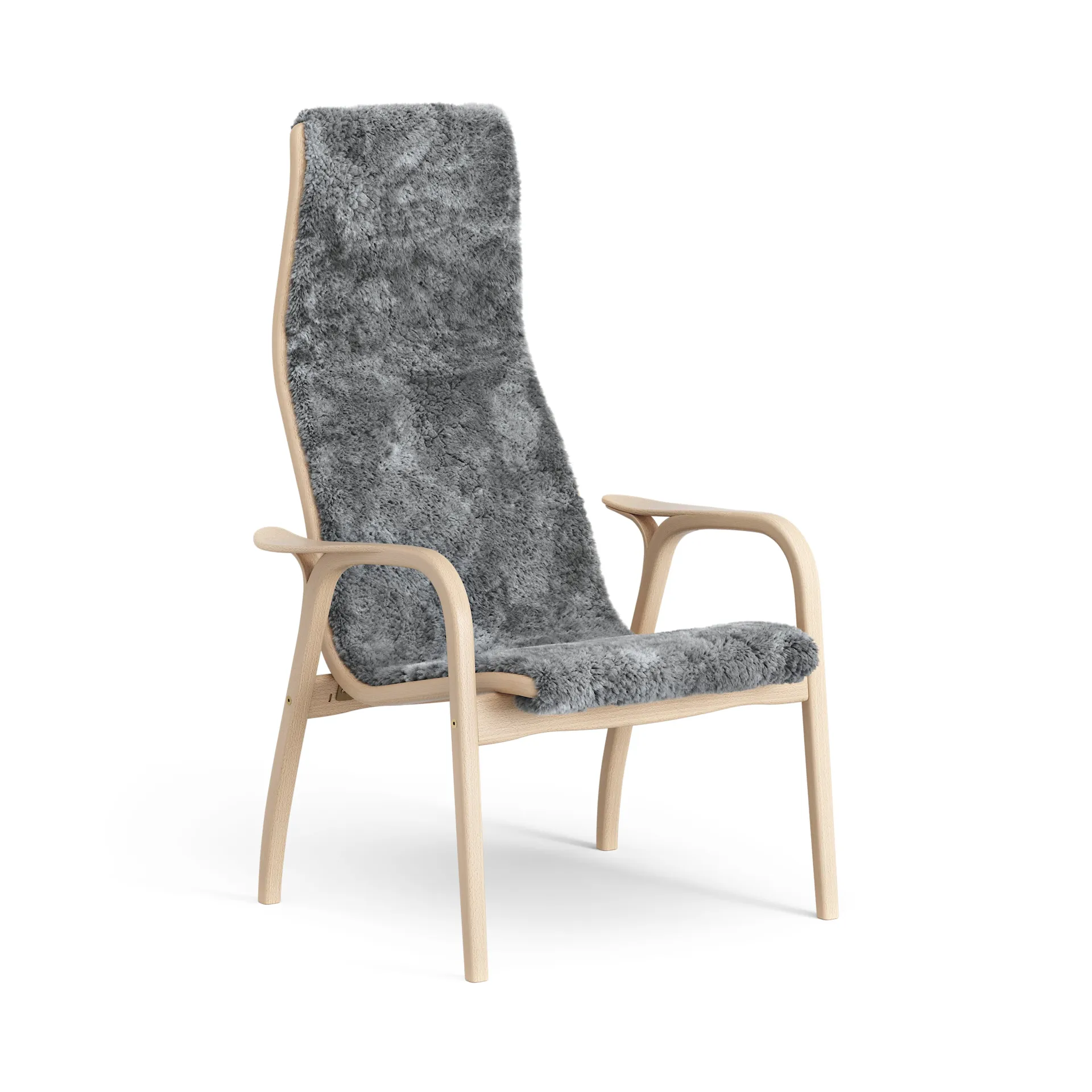 Lamino Fauteuil gelakt Beuk/schapenvacht, Scandinavian Grey (grijs) Swedese