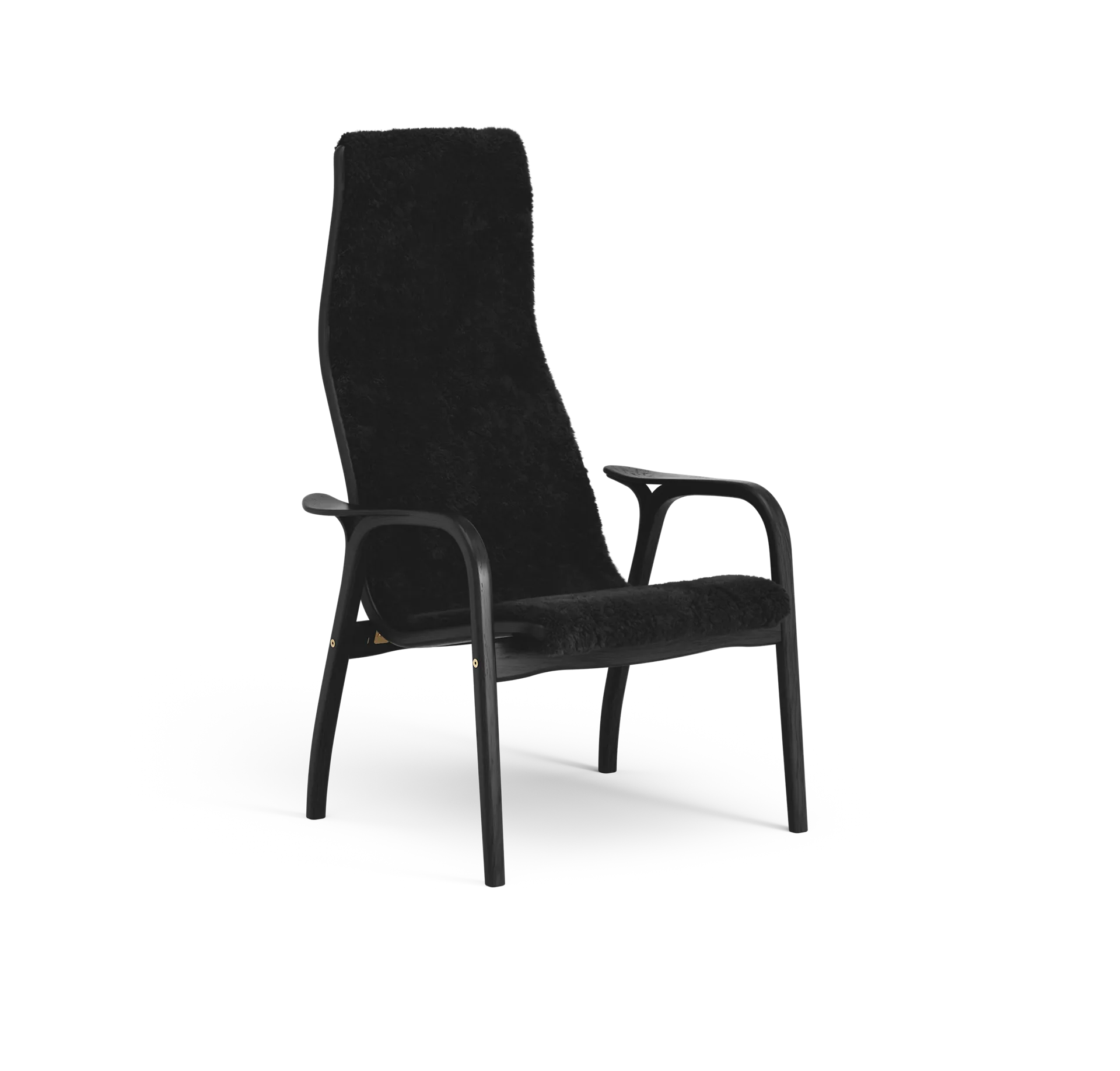 Lamino Fauteuil, Schapenvacht black-zwartgebeitst beukenhout Swedese