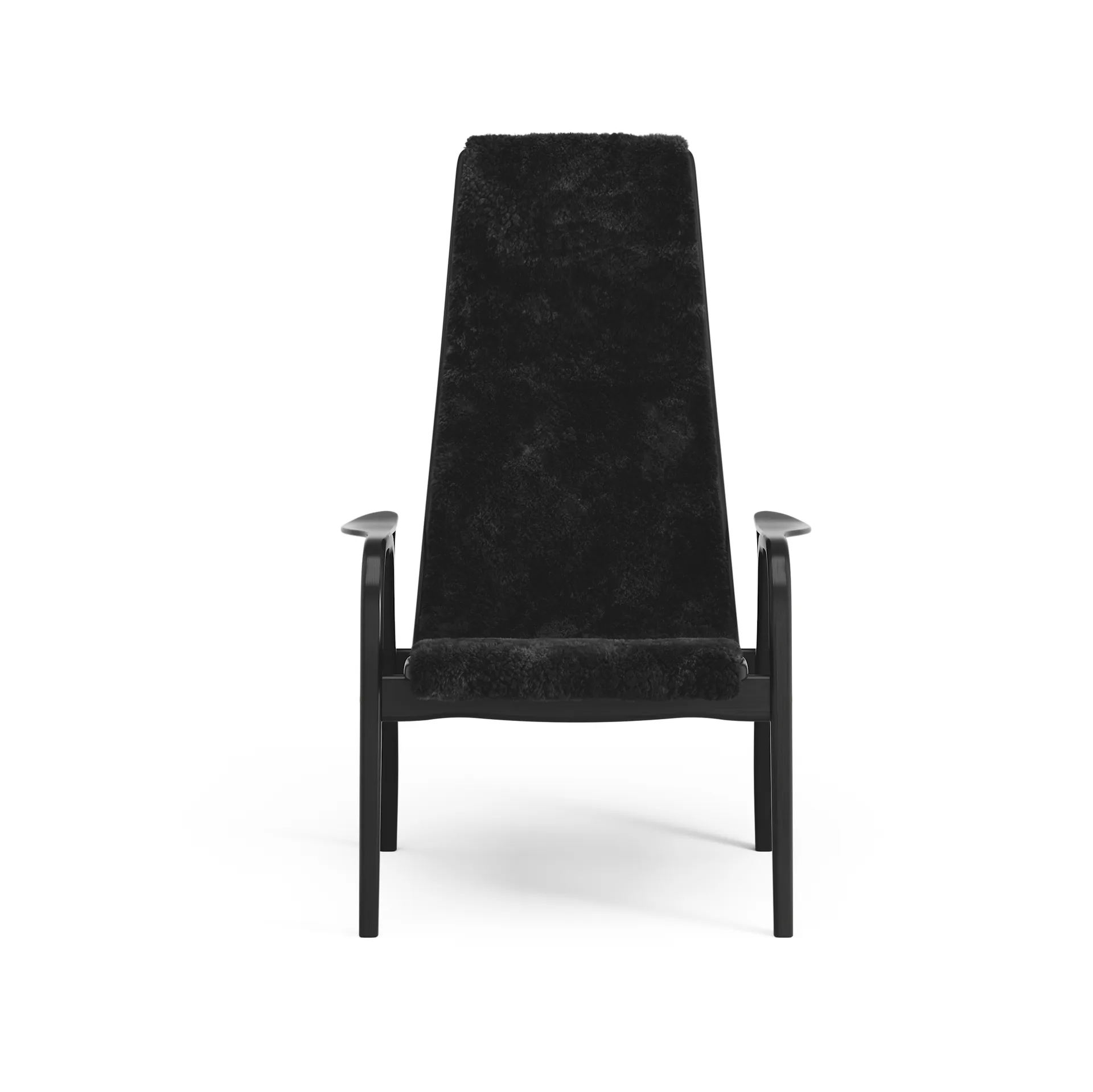 Lamino Fauteuil, Schapenvacht black-zwartgebeitst beukenhout Swedese