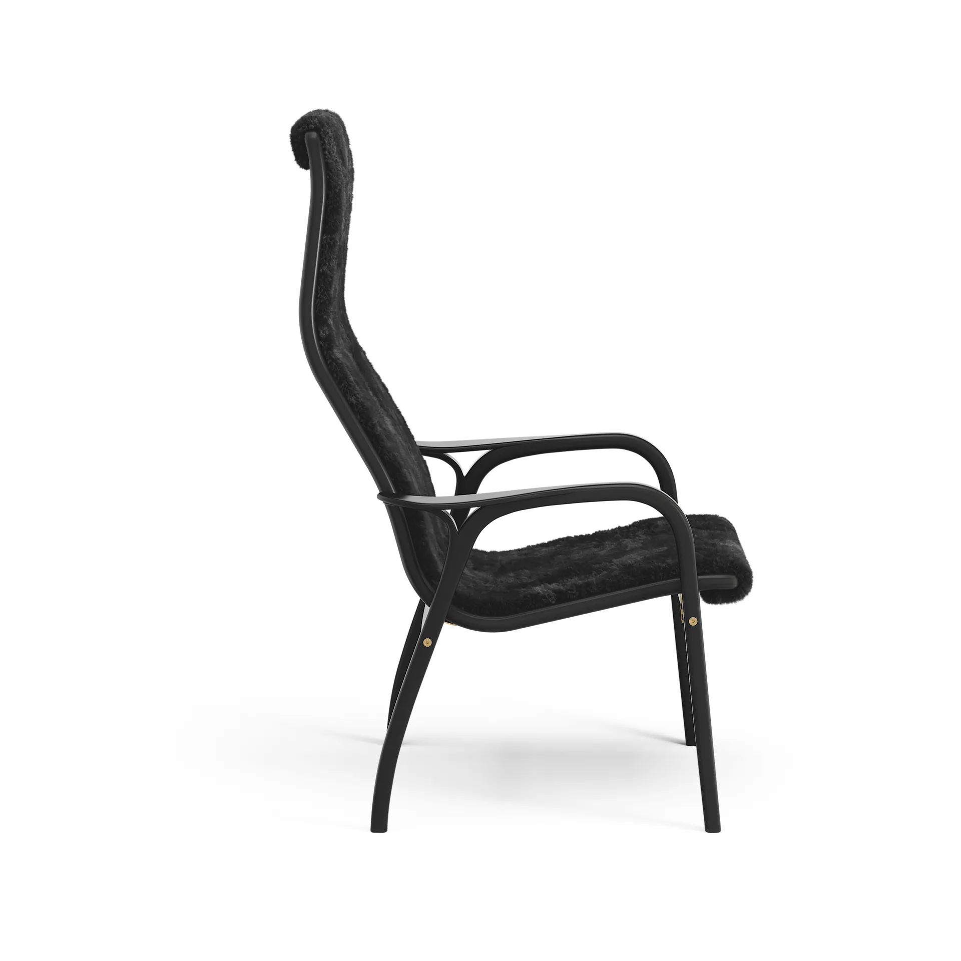 Lamino Fauteuil, Schapenvacht black-zwartgebeitst beukenhout Swedese