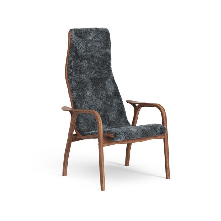 Lamino Fauteuil - schapenvacht charcoal, gelakt walnoothout - Swedese