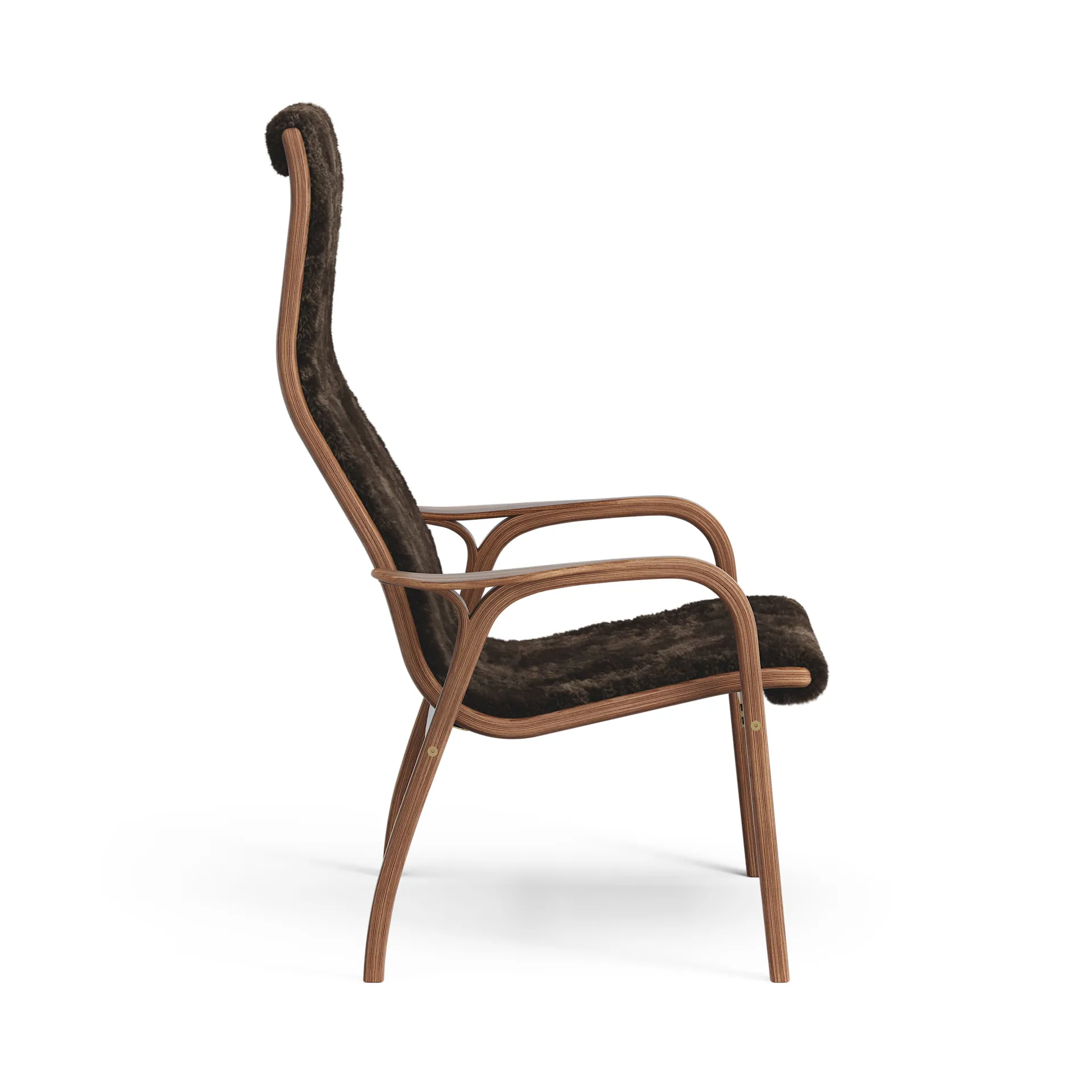 Lamino Fauteuil Walnoot geolied/schapenvacht, Espresso (bruin) Swedese