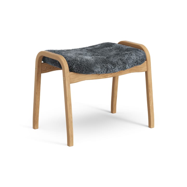 Lamino voetenbankje Eik geolied/schapenvacht, Charcoal (donkergrijs) Swedese